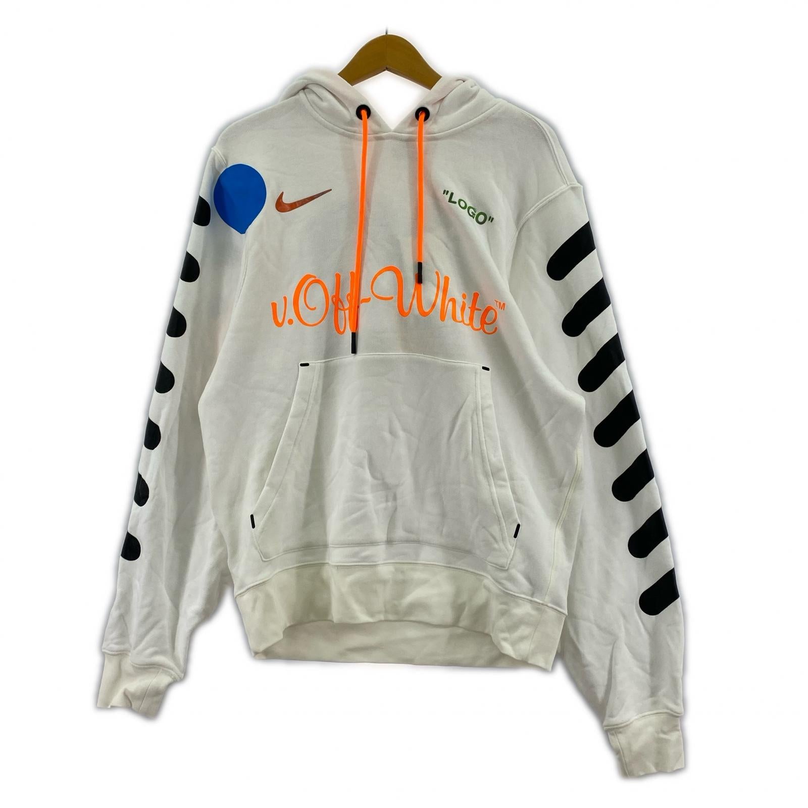 パーカー ×off white hoodie S ホワイト