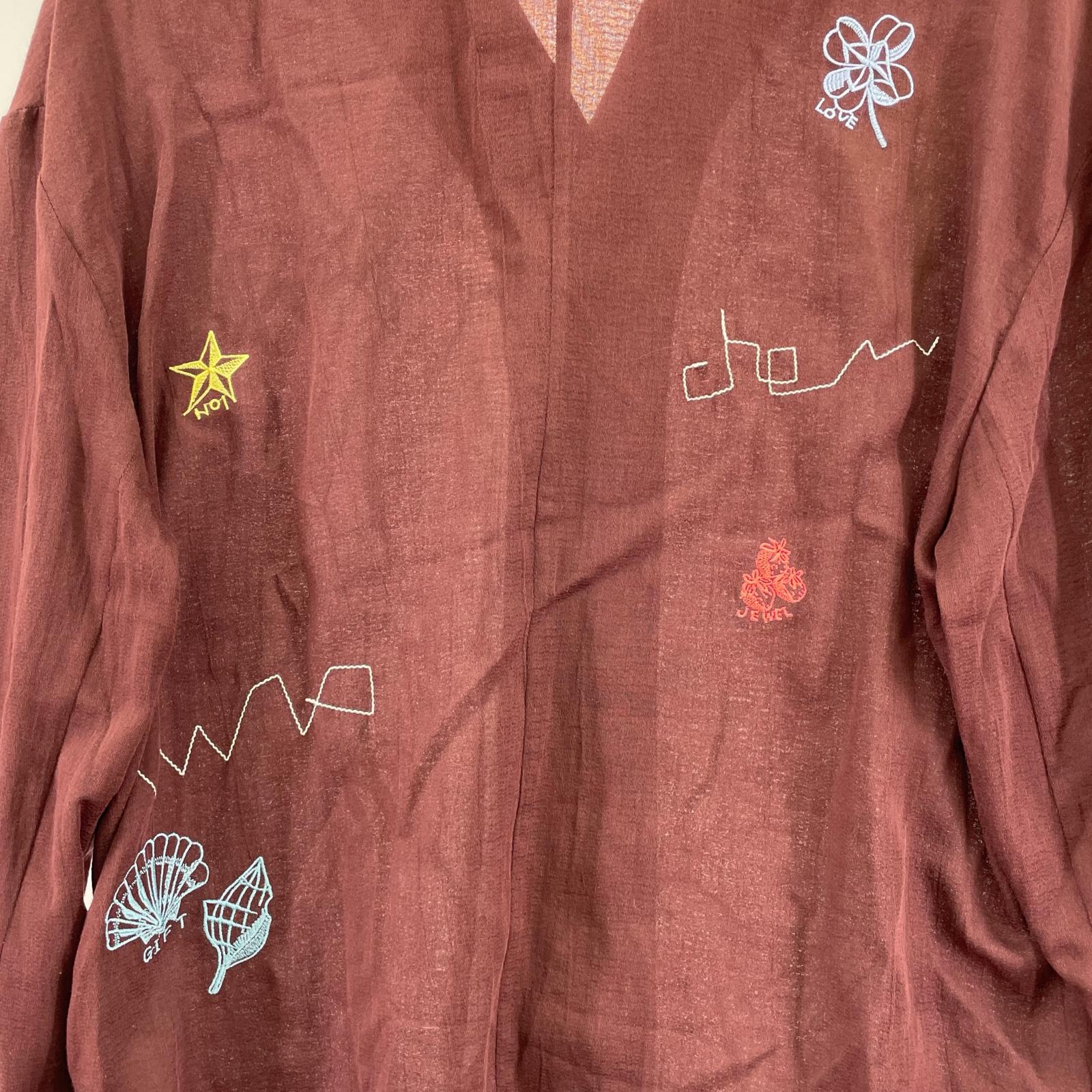 長袖シャツ RUMCHE Treasure Embroidery Shirt フリー ブラウン