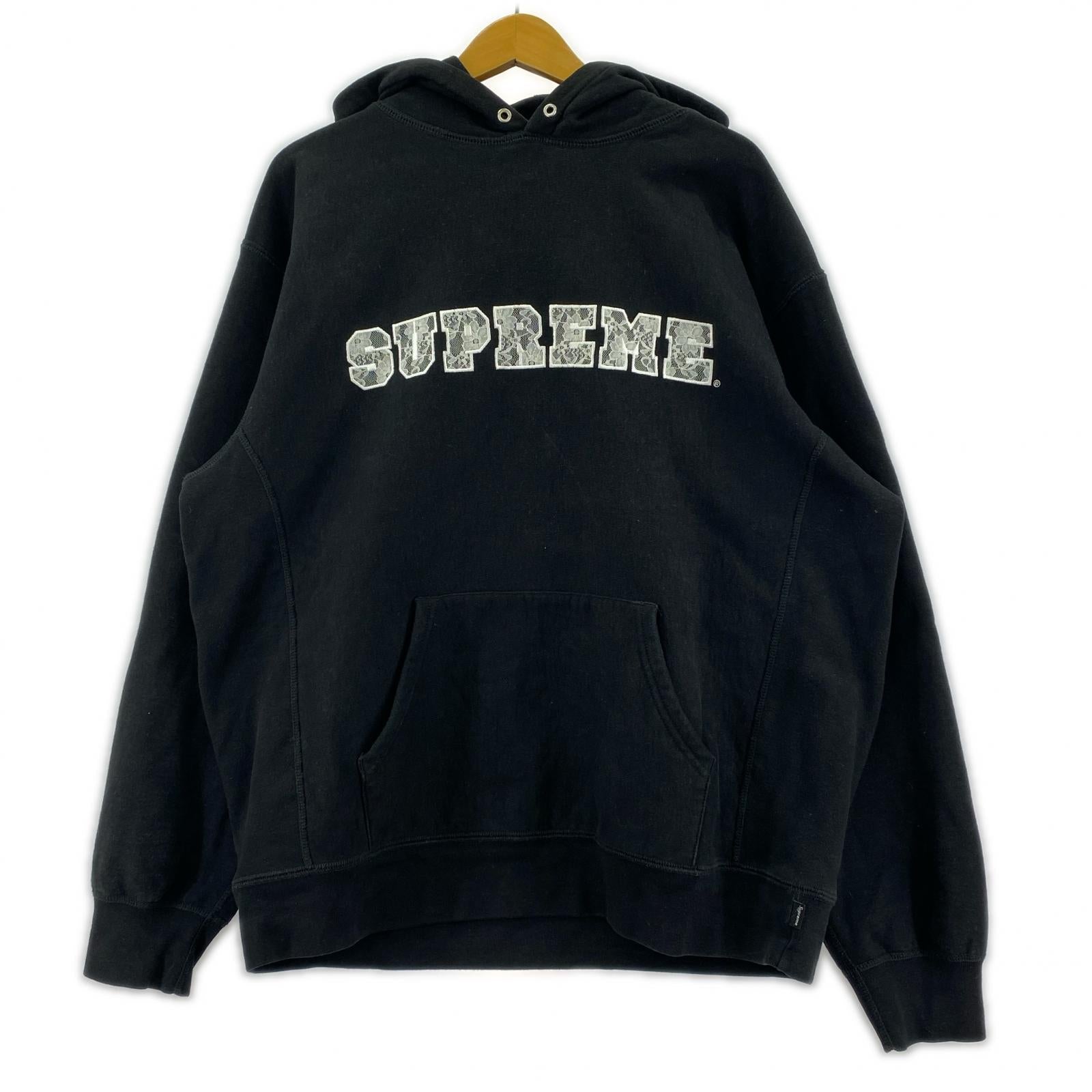 パーカー lace hooded sweatshirt L L ブラック