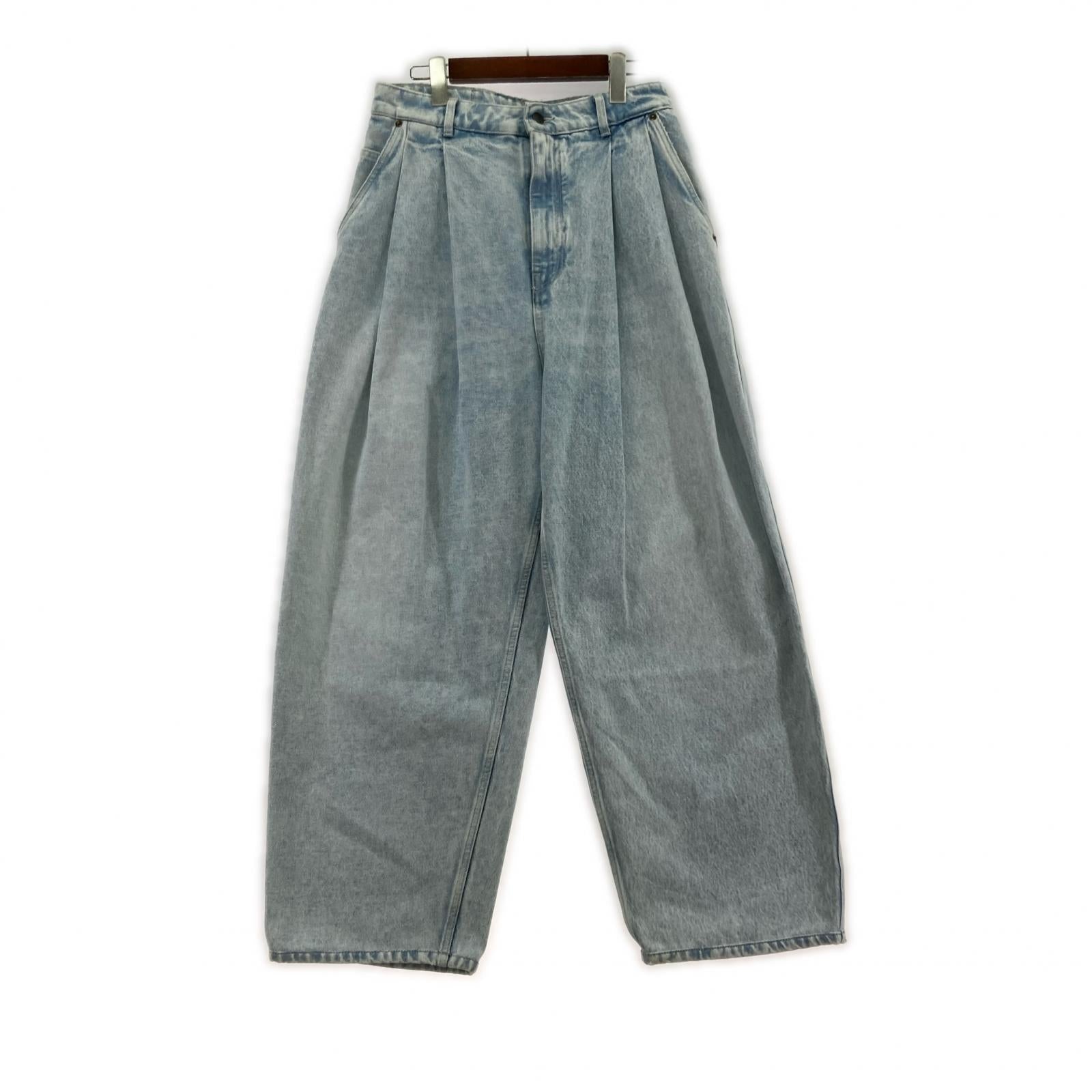 デニムパンツ 25SS PLEATED DENIM PANTS HMMA67021A (S) S ブルー