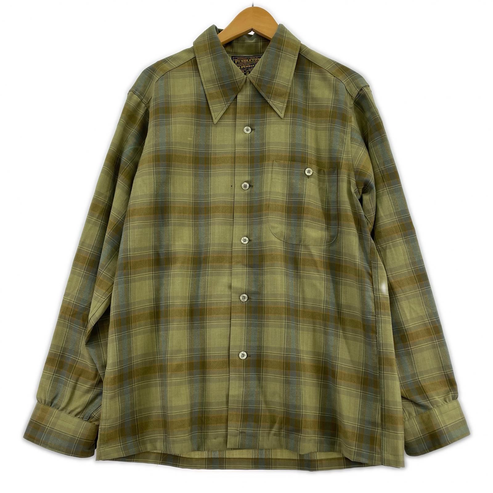 長袖シャツ 青タグ チェック オンブレ M M