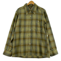 長袖シャツ 青タグ チェック オンブレ M M