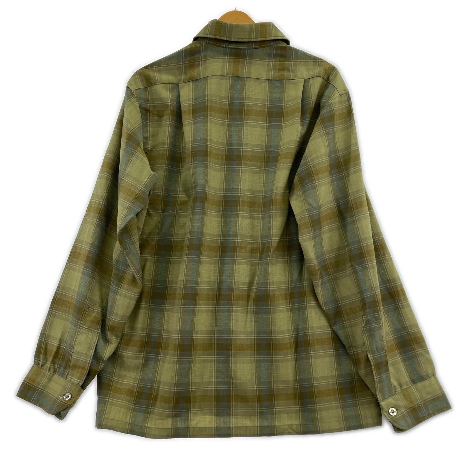 長袖シャツ 青タグ チェック オンブレ M M