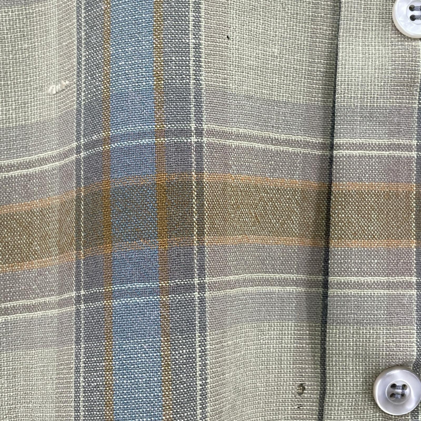 長袖シャツ 青タグ チェック オンブレ M M