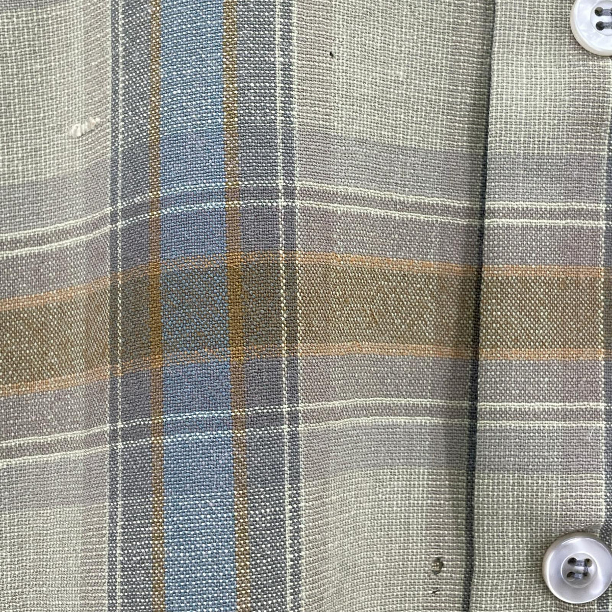 長袖シャツ 青タグ チェック オンブレ M M