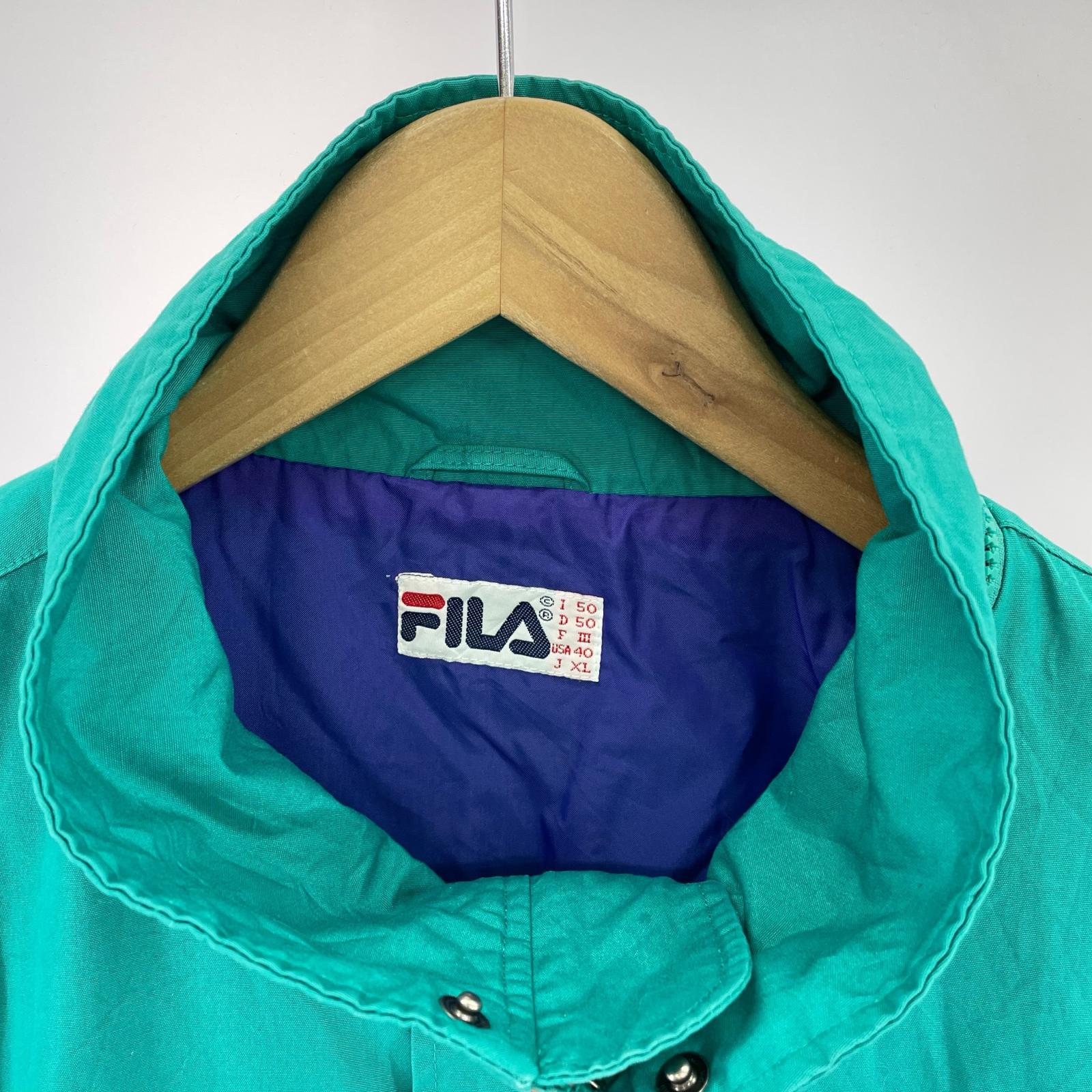 ジャケット 90s FILA ナイロン ジップアップ 緑 (XL) グリーン