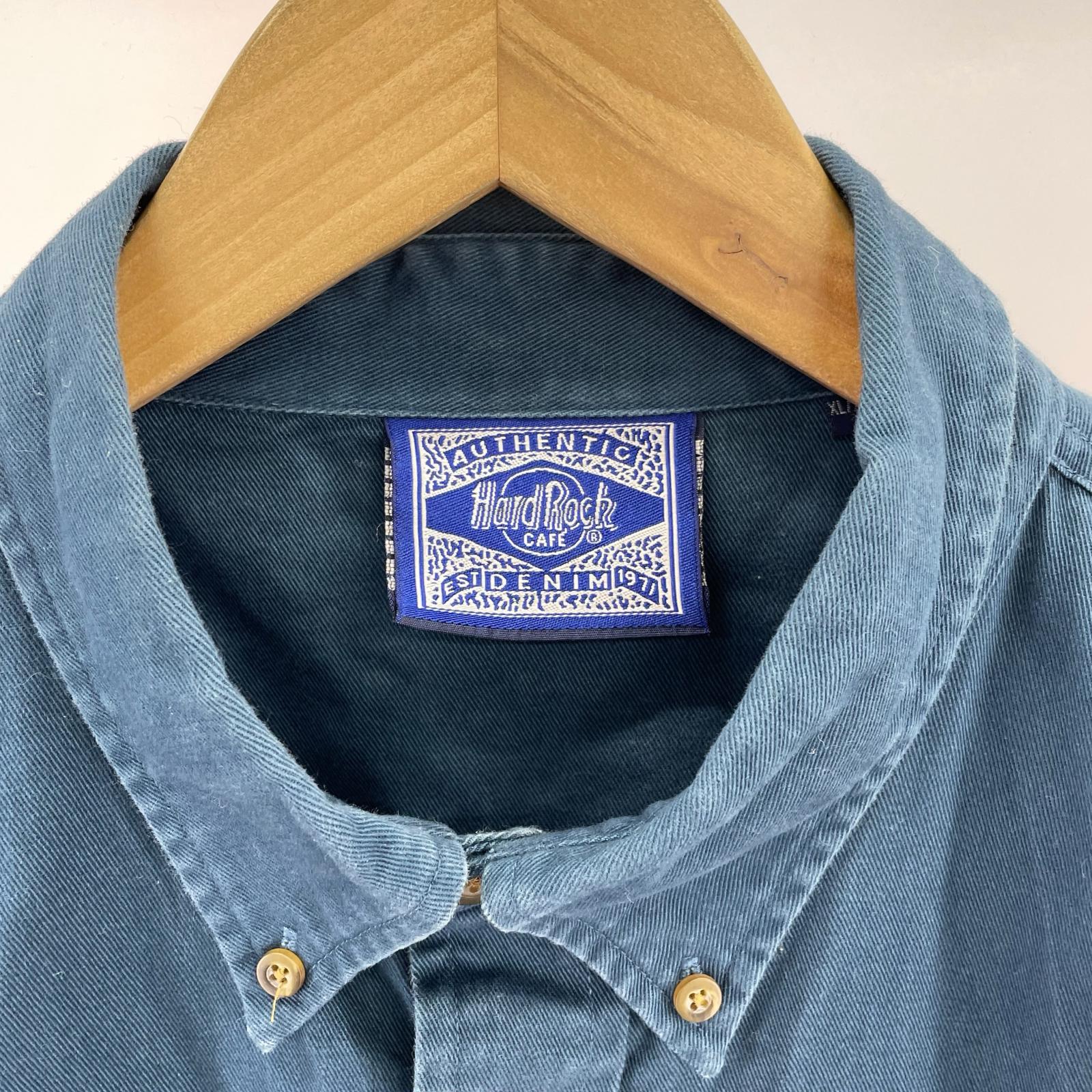 長袖シャツ Hard Rock Cafe ワーク 青 (XL) ブルー