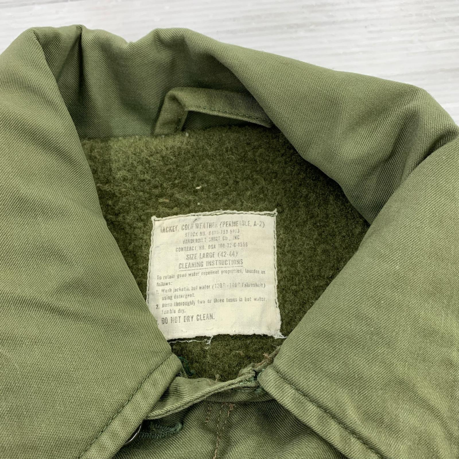 ミリタリージャケット 70s U.S.NAVY A-2 デッキジャケット カーキ L カーキ
