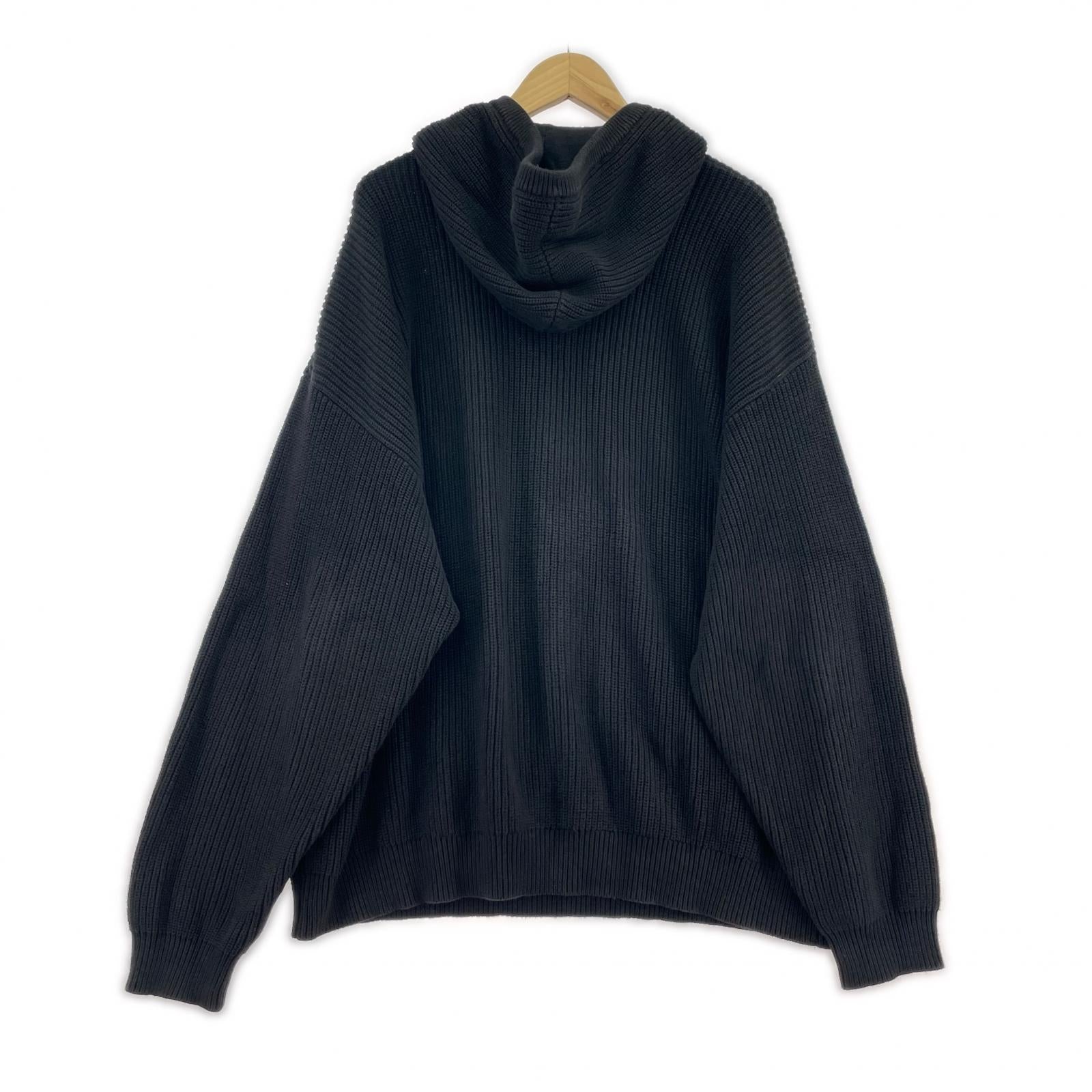 ニット コットンニットフーディ 黒 XL LL ブラック