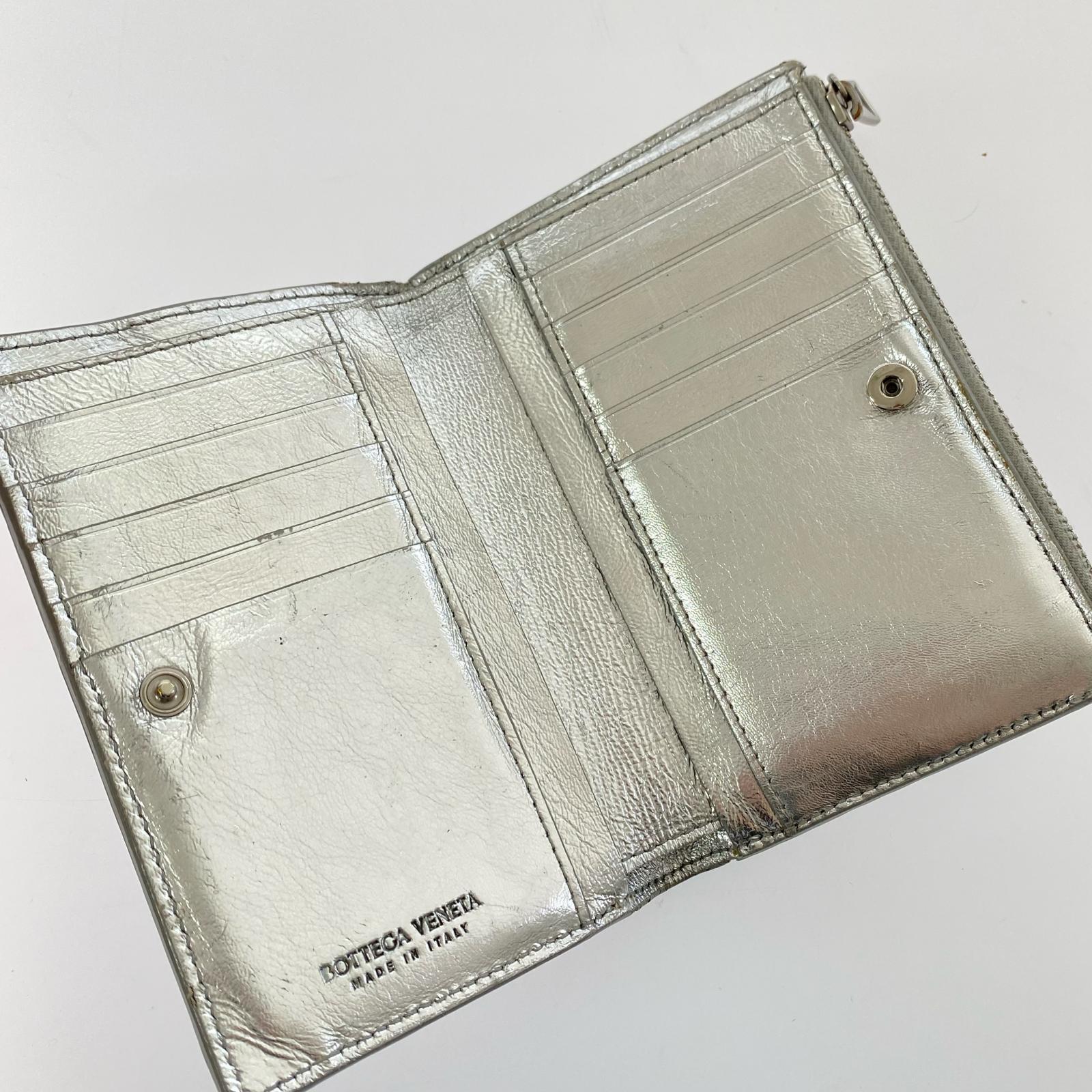 ボッテガ イントレチャート メタリックレザー 二つ折り財布