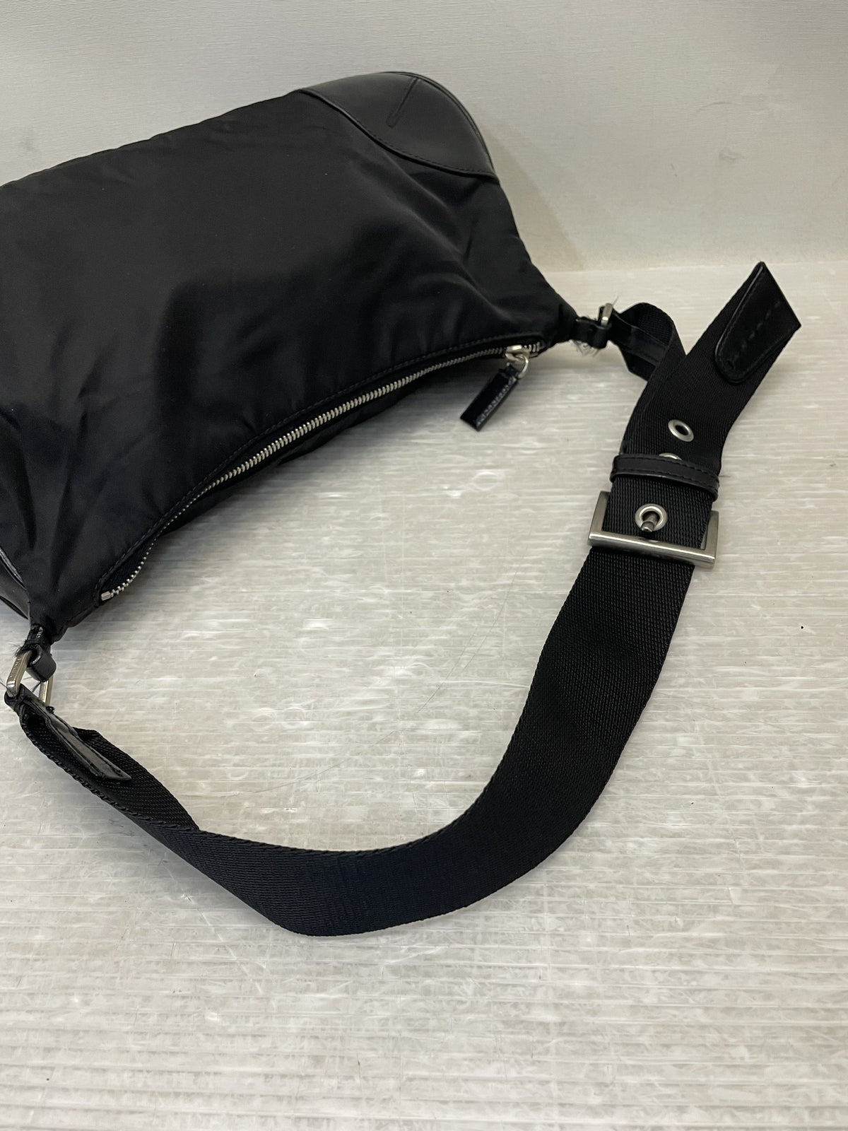 PRADA レザー切替 ナイロンワンショルダーバッグ 黒