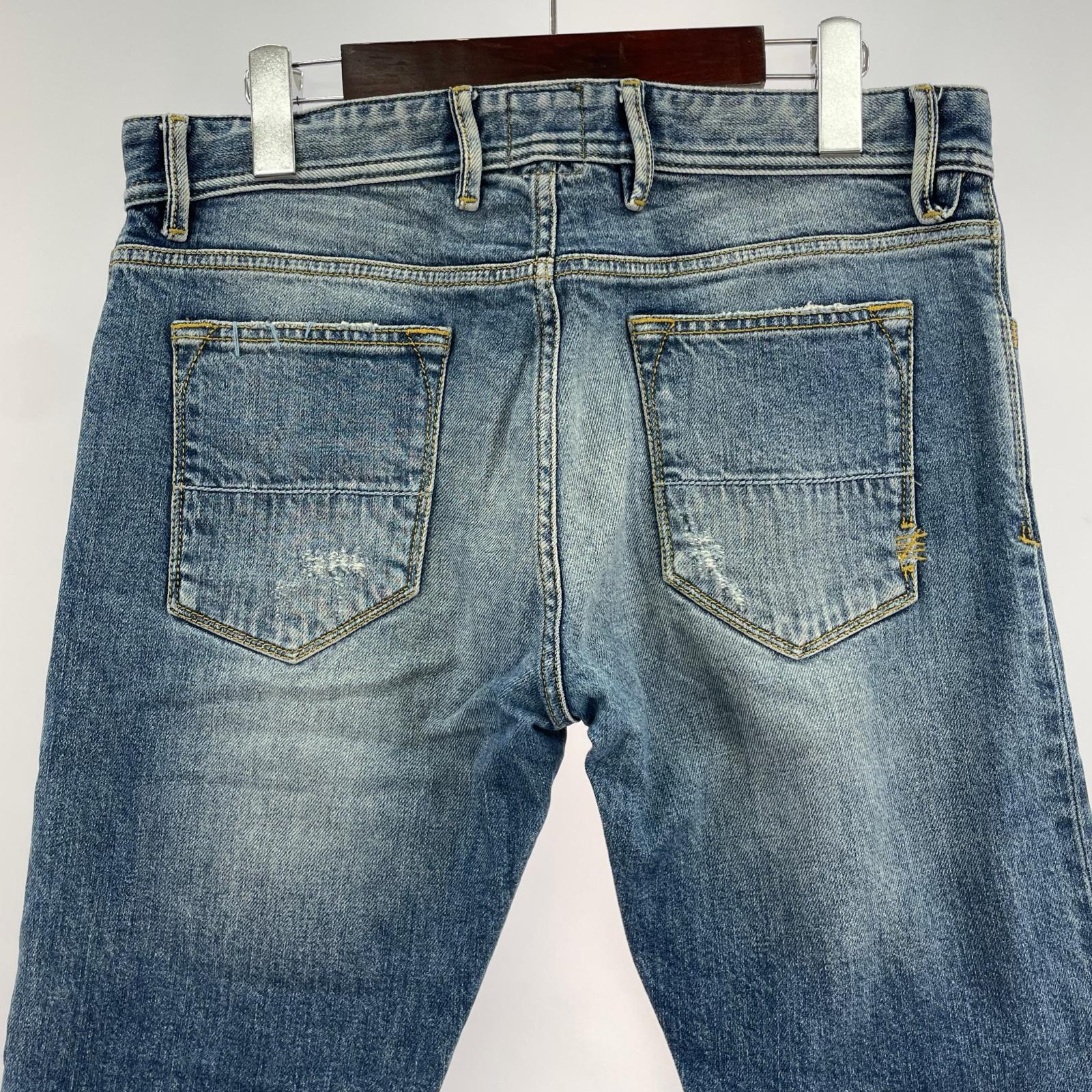 デニムパンツ コットンダメージデニム 34 IDG