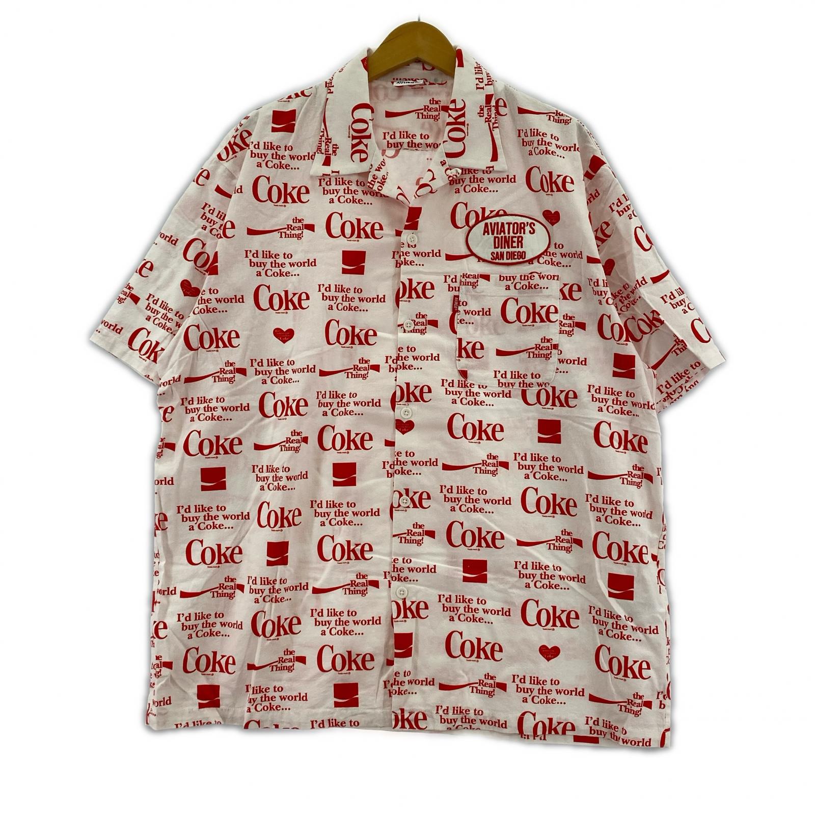 半袖シャツ コカコーラ コラボ オープンカラーシャツ 2XL ホワイト