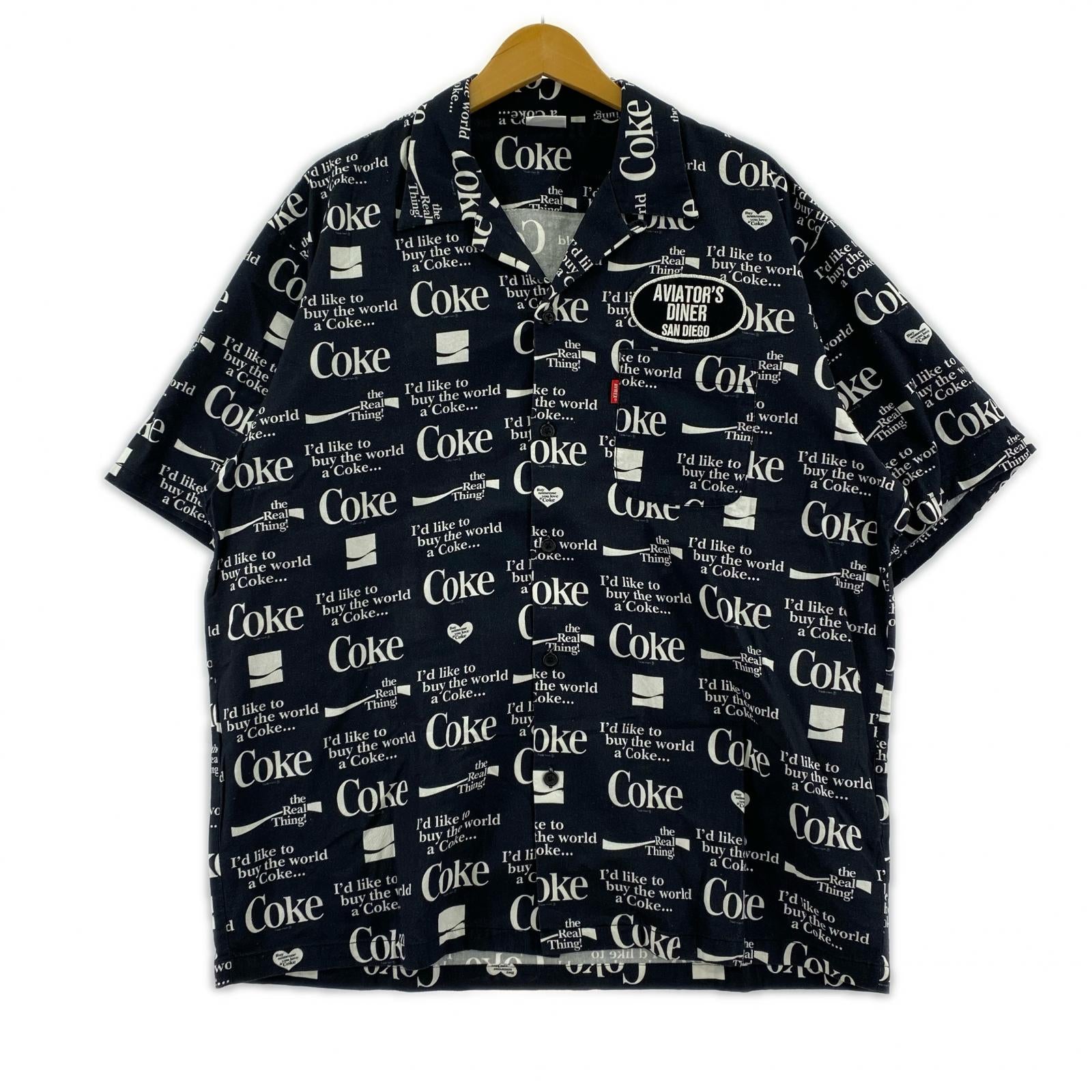 半袖シャツ コカコーラ コラボ オープンカラーシャツ 2XL ブラック