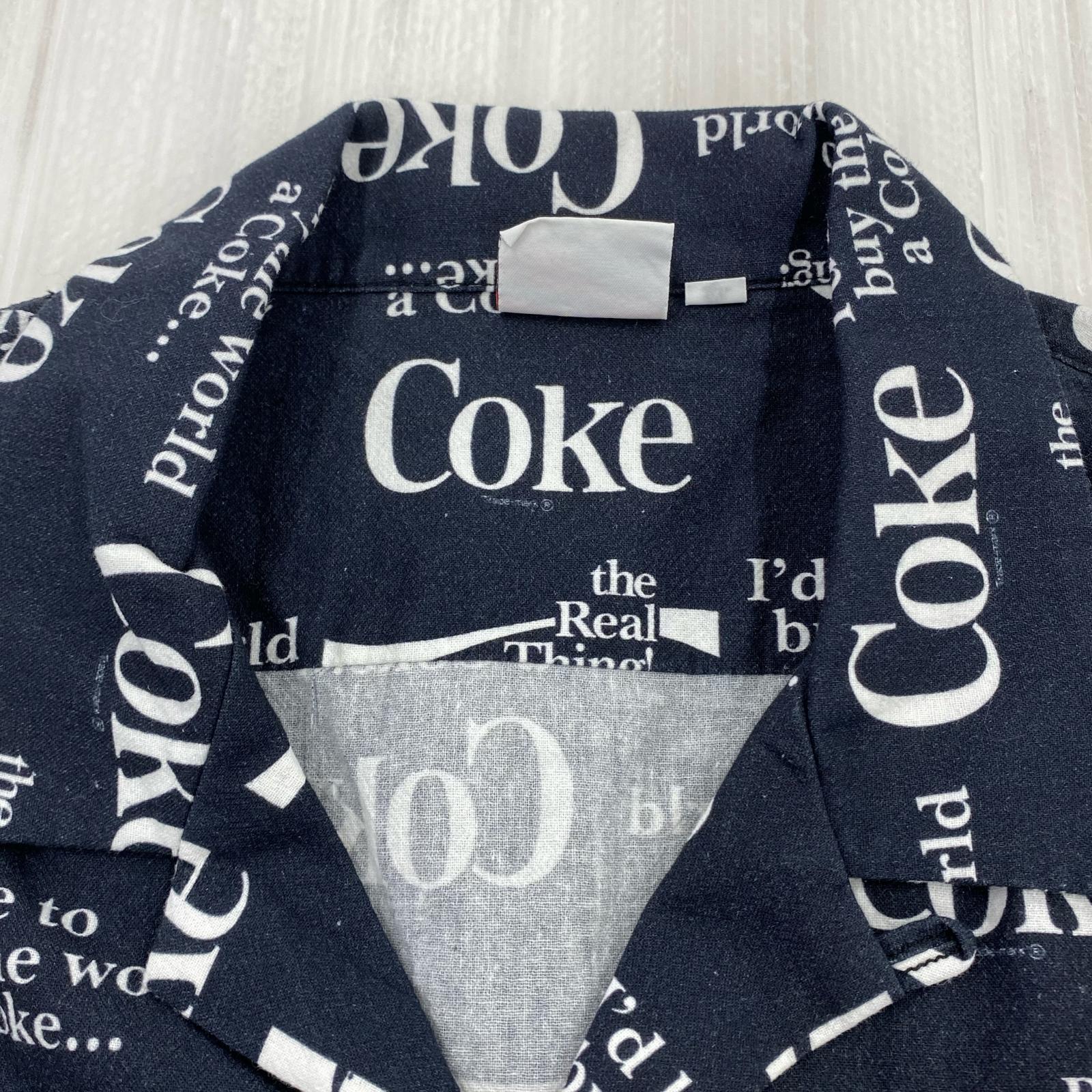半袖シャツ コカコーラ コラボ オープンカラーシャツ 2XL ブラック