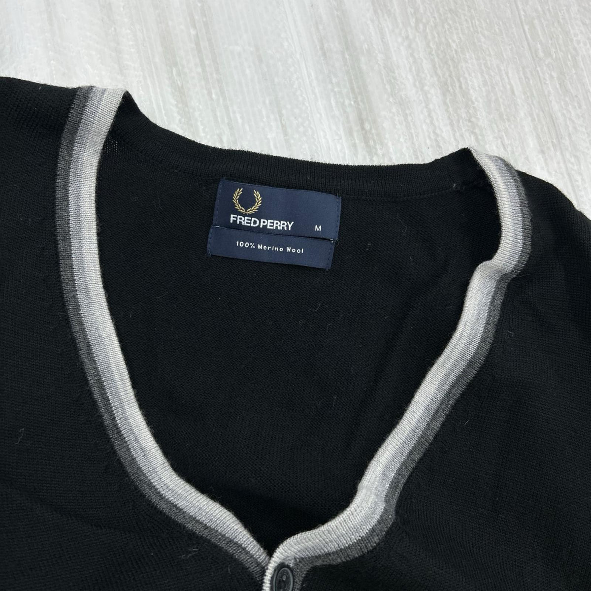 カーディガン Tipped Pique Texture Cardigan (M) M