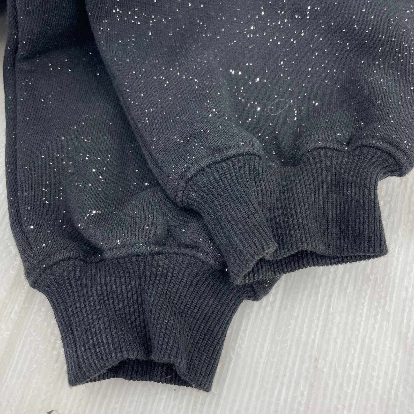パーカー Logo Glitter Zip Hoodie M ブラック