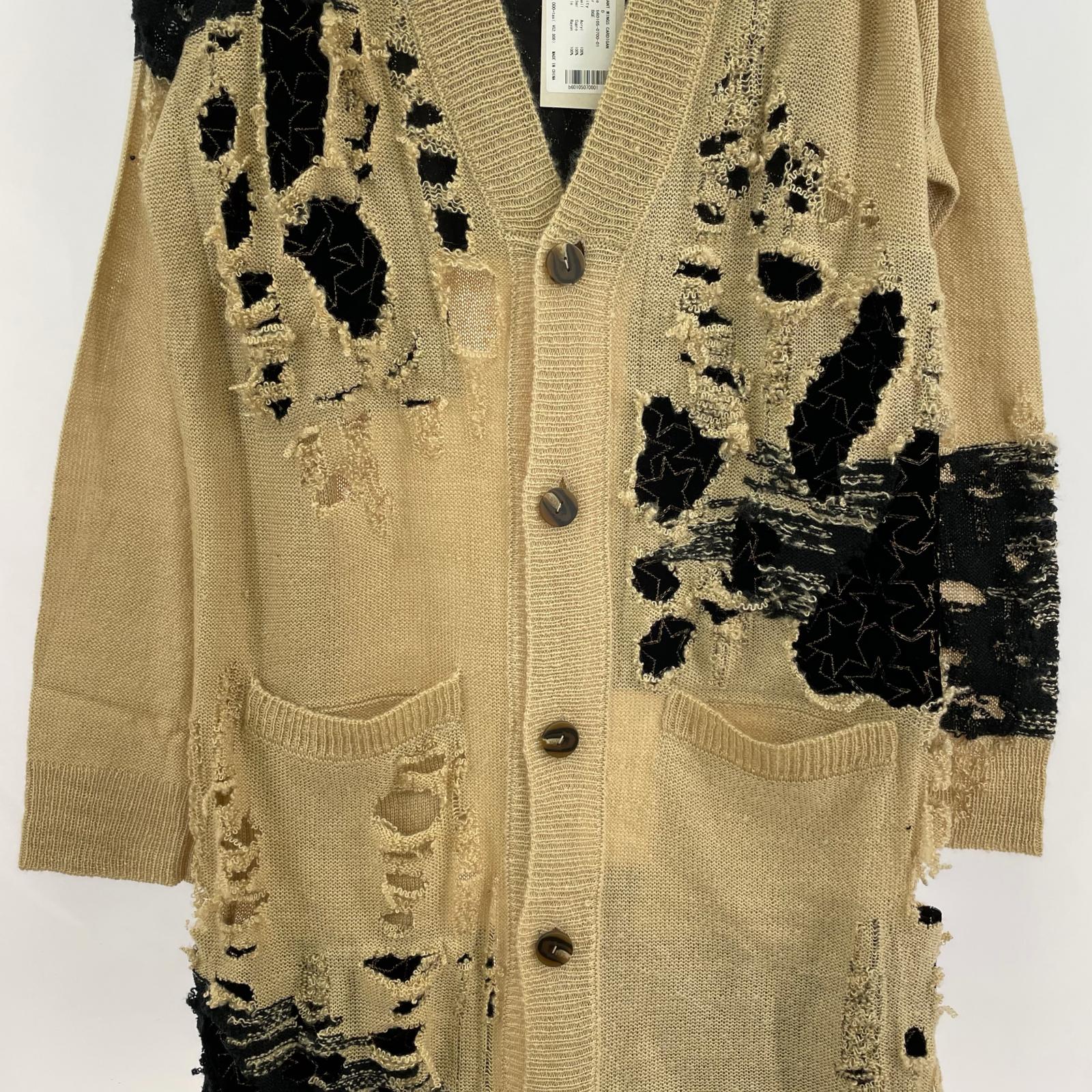 カーディガン blank REMNANT WINGS CARDIGAN 0 ベージュ×ブラック