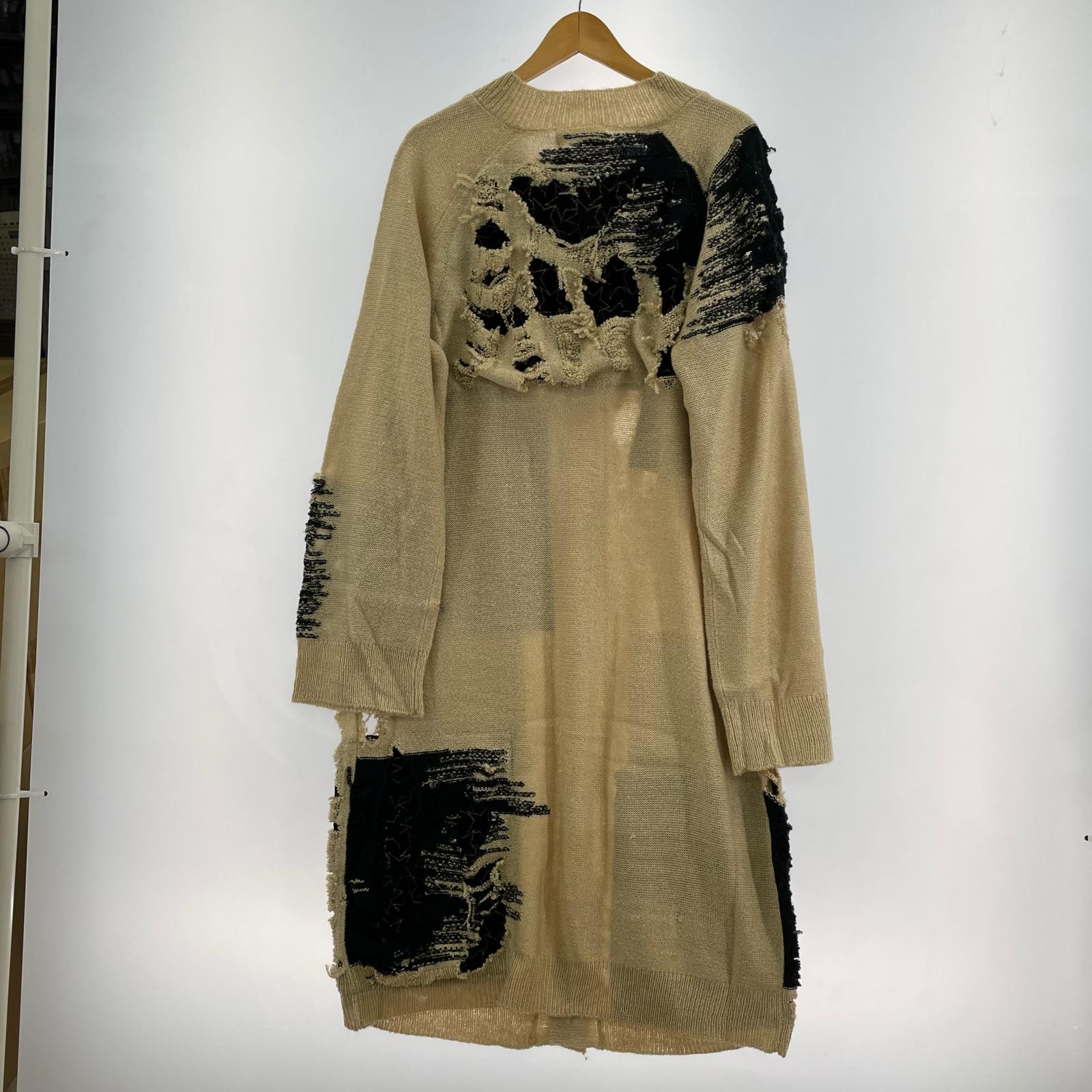 カーディガン blank REMNANT WINGS CARDIGAN 0 ベージュ×ブラック