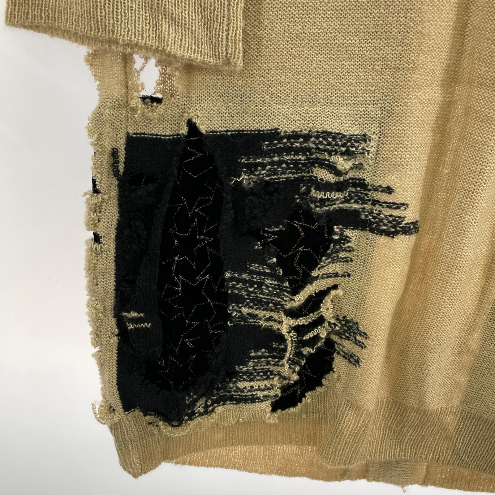 カーディガン blank REMNANT WINGS CARDIGAN 0 ベージュ×ブラック