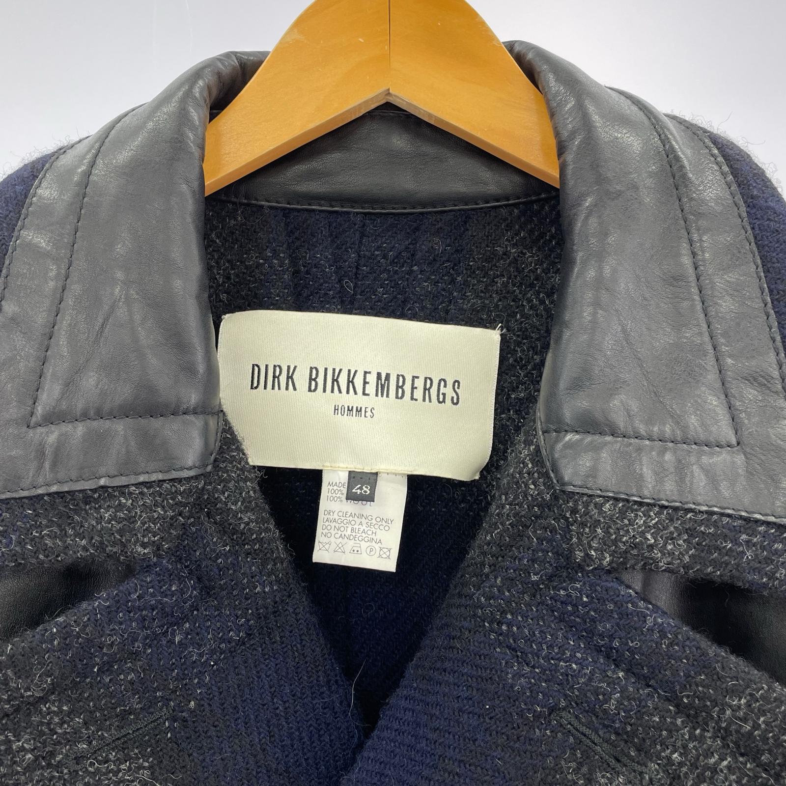 ジャケット DIRK BIKKEMBERGS レザー×ウール デザインダブルコート 48 ブラック