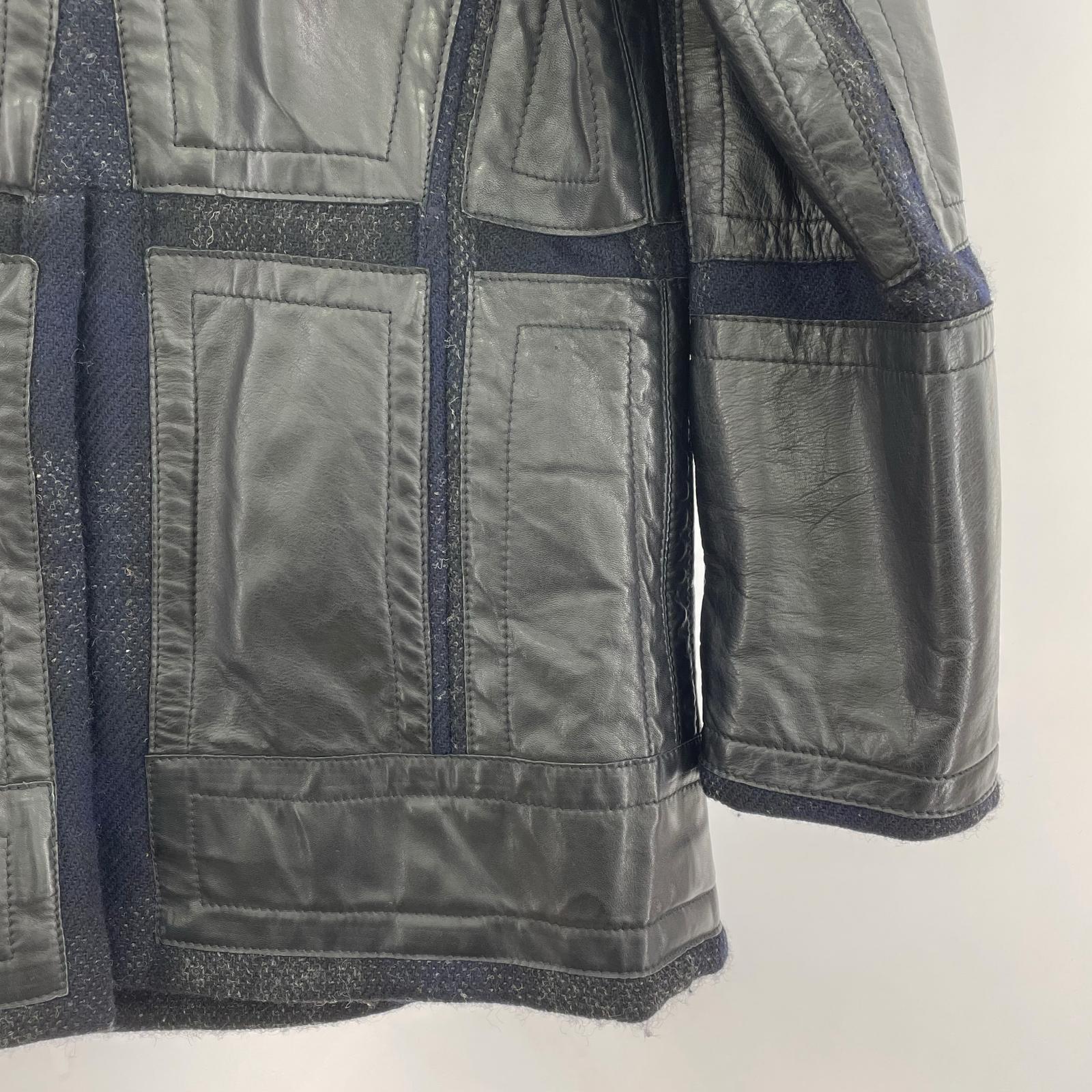 ジャケット DIRK BIKKEMBERGS レザー×ウール デザインダブルコート 48 ブラック