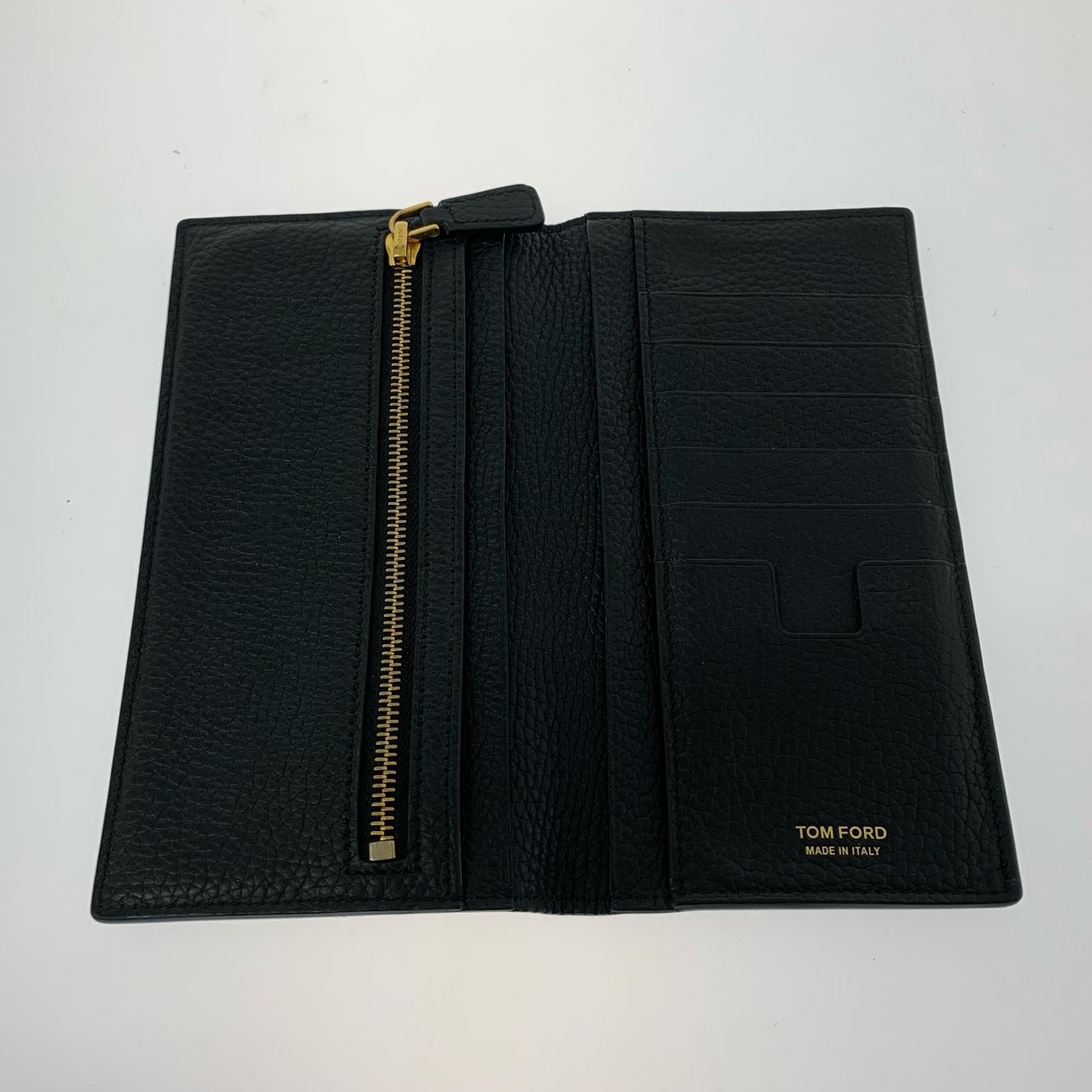 長財布 TOM FORD ブラックレザー ロングウォレット 長財布 黒 ブラック