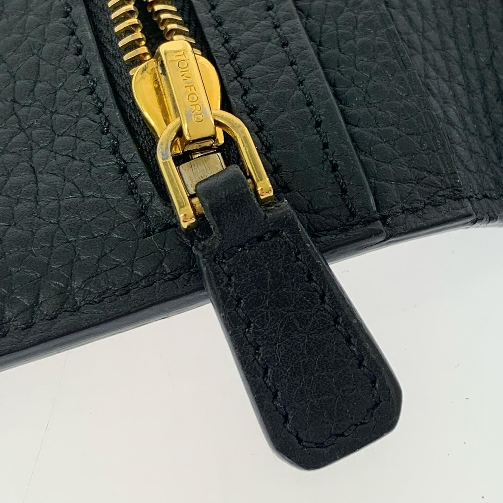 長財布 TOM FORD ブラックレザー ロングウォレット 長財布 黒 ブラック