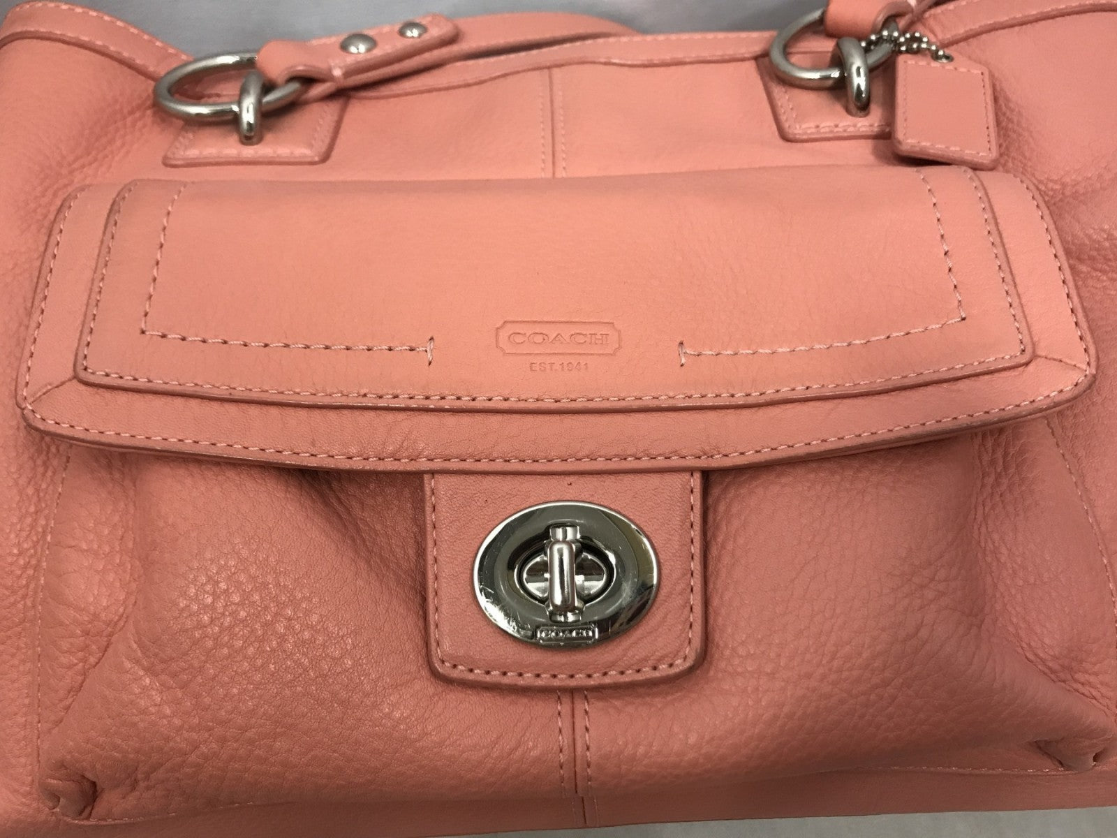COACH レザートート ピンク ターンロック