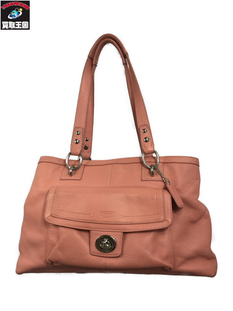 COACH レザートート ピンク ターンロック