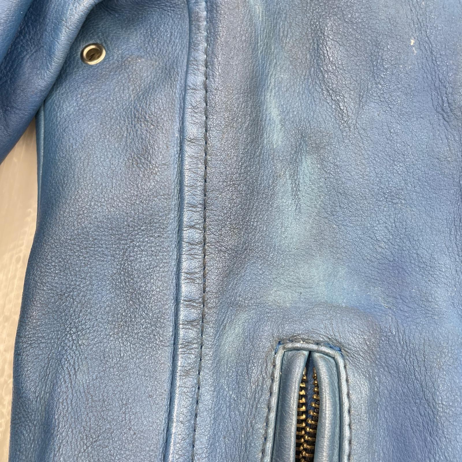 レザージャケット クラシックレーサー シングルライダース M BLU M ブルー