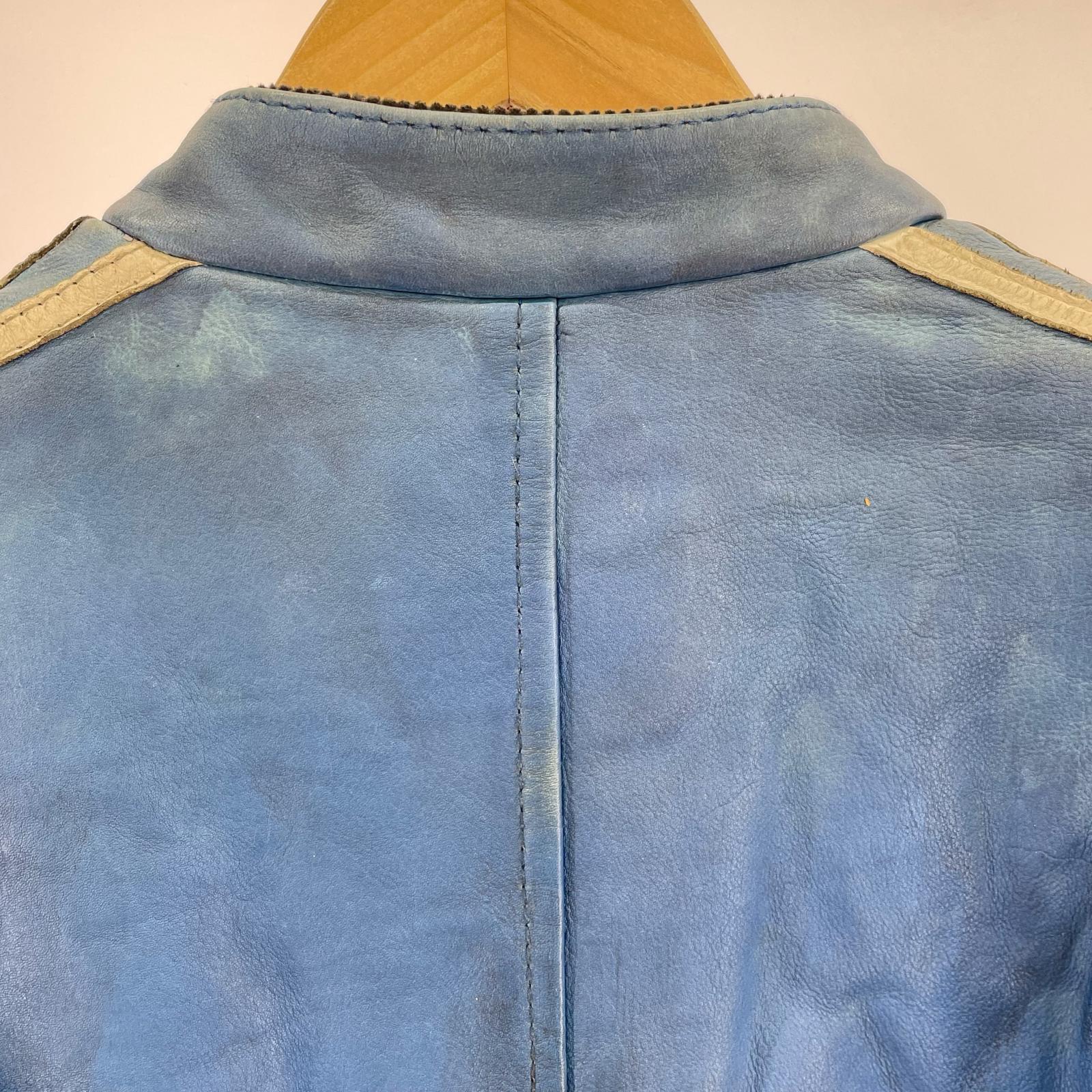 レザージャケット クラシックレーサー シングルライダース M BLU M ブルー