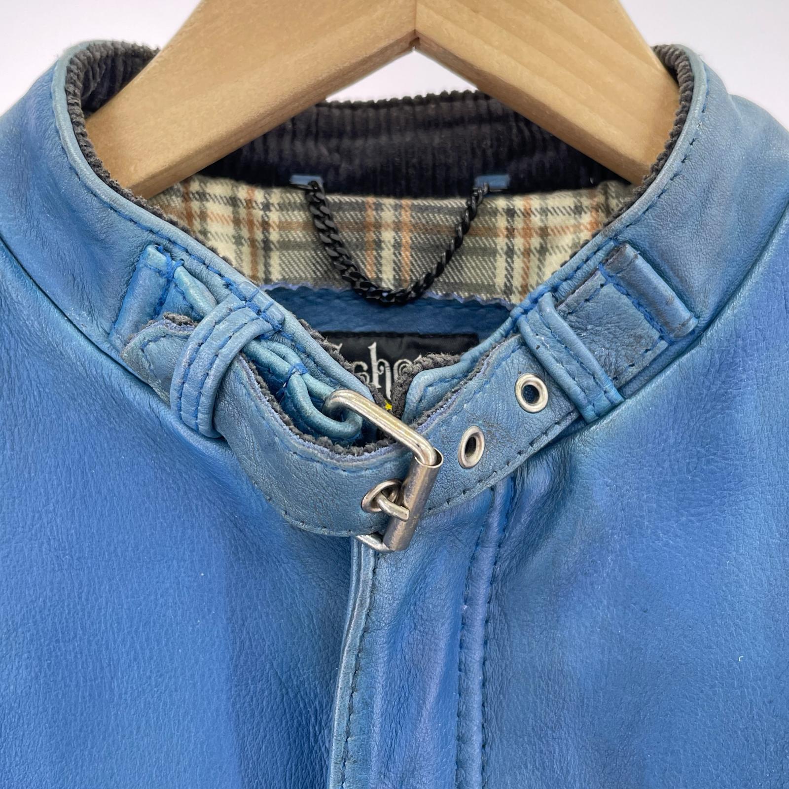 レザージャケット クラシックレーサー シングルライダース M BLU M ブルー