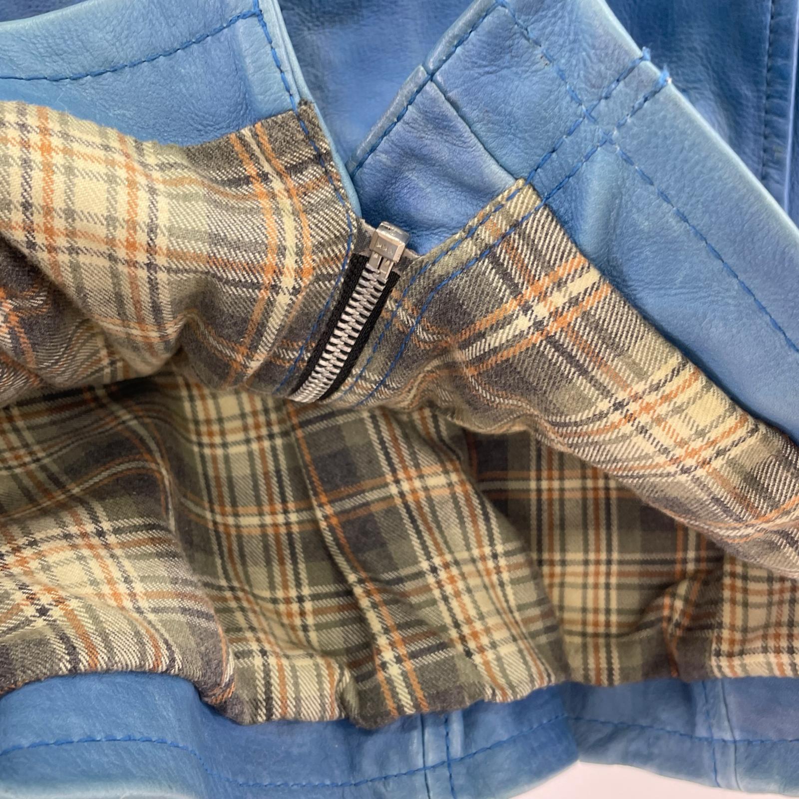 レザージャケット クラシックレーサー シングルライダース M BLU M ブルー