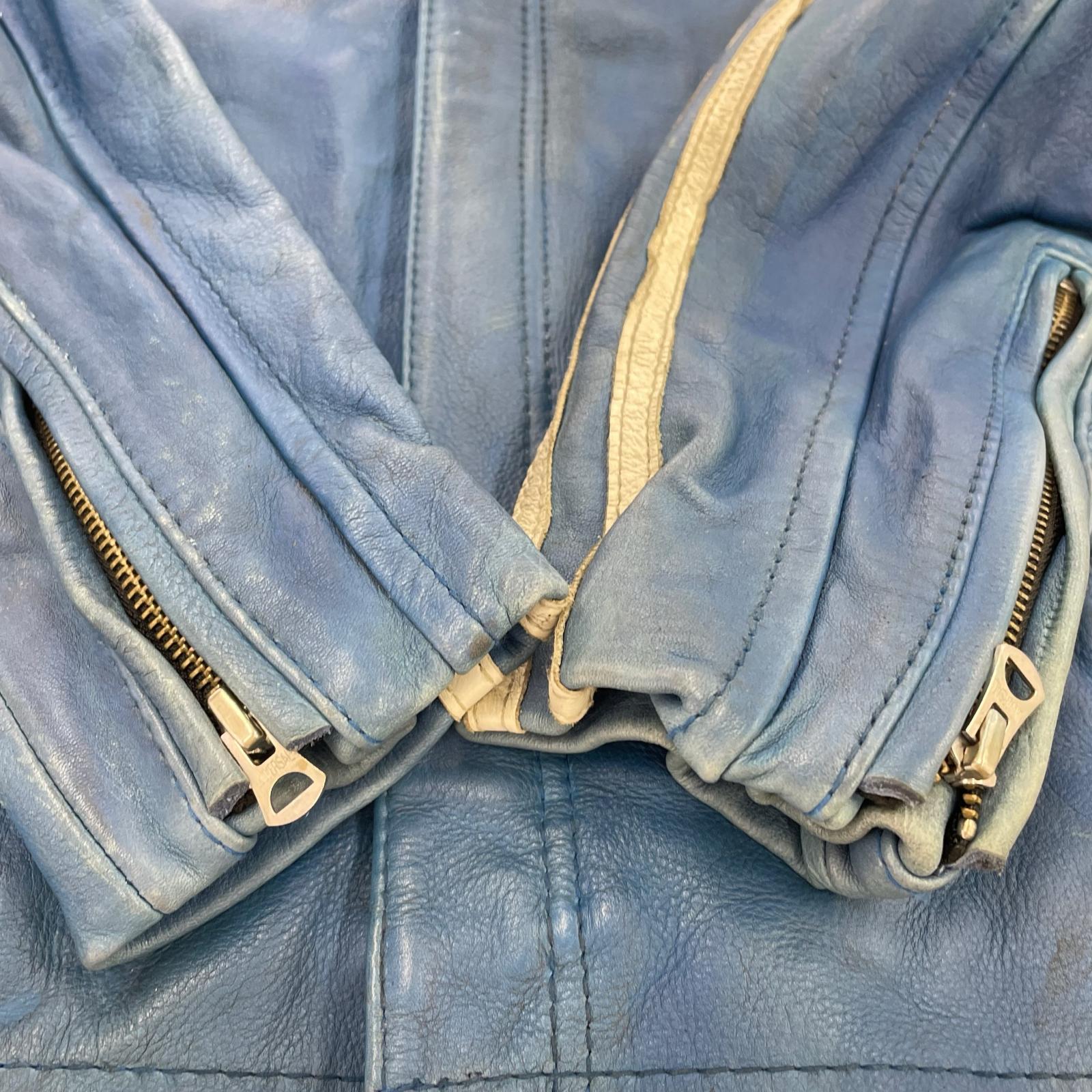 レザージャケット クラシックレーサー シングルライダース M BLU M ブルー