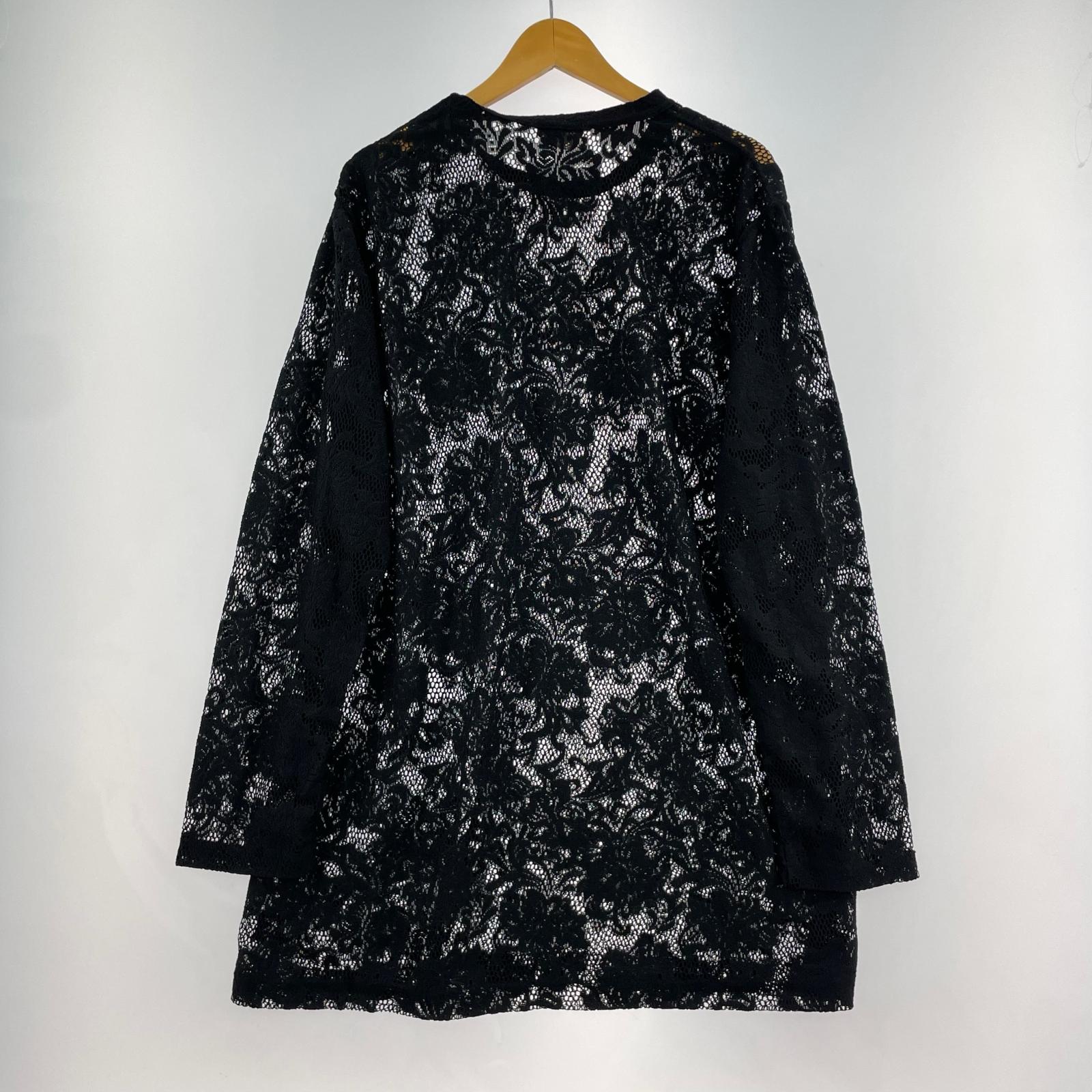 長袖Tシャツ HOMME PLUS 25SS フローラルレースロングスリーブカットソー L ブラック