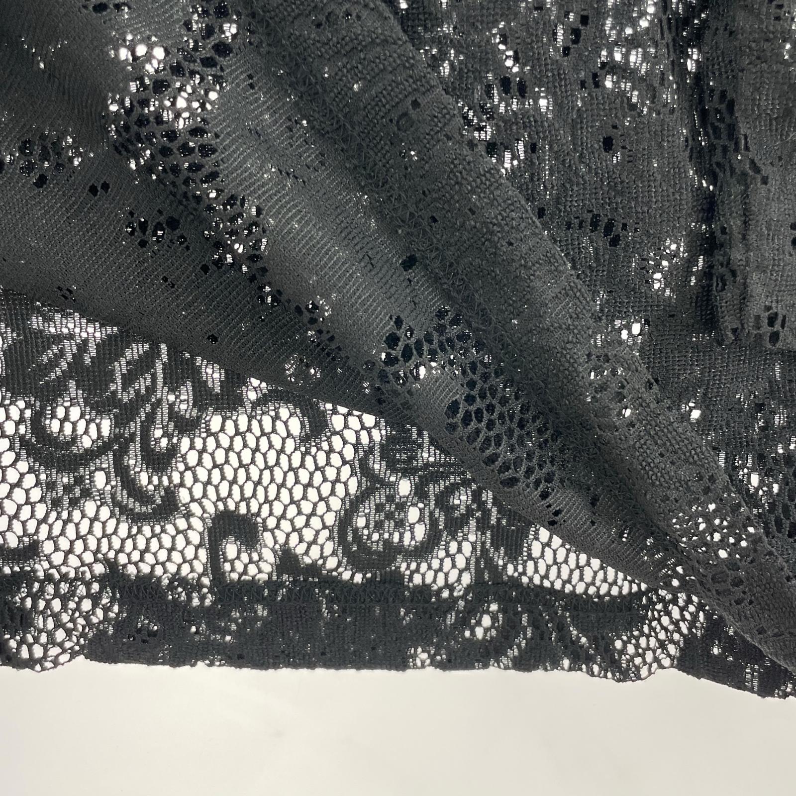 長袖Tシャツ HOMME PLUS 25SS フローラルレースロングスリーブカットソー L ブラック