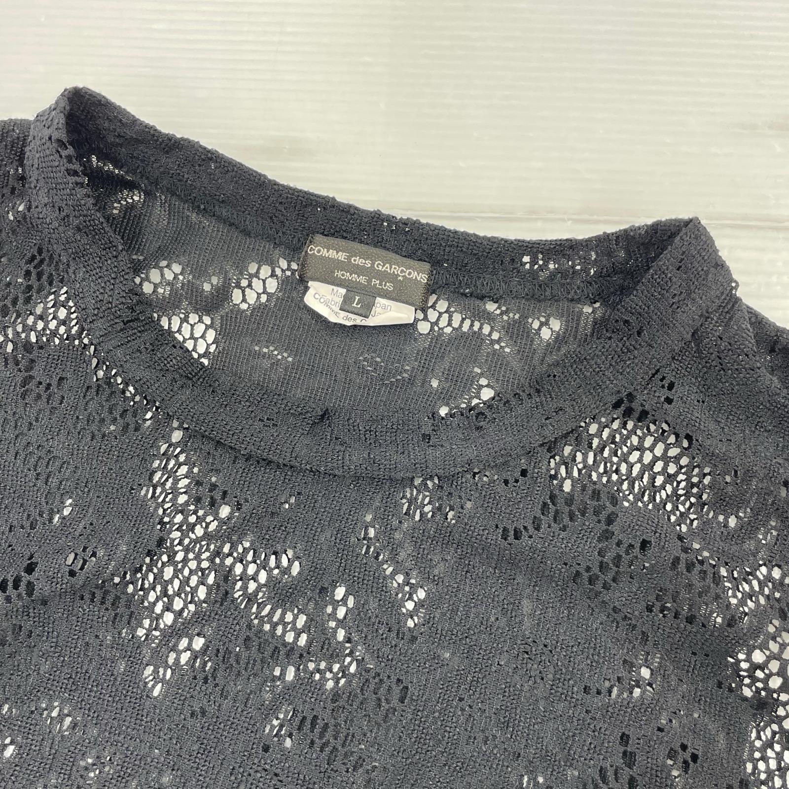 長袖Tシャツ HOMME PLUS 25SS フローラルレースロングスリーブカットソー L ブラック