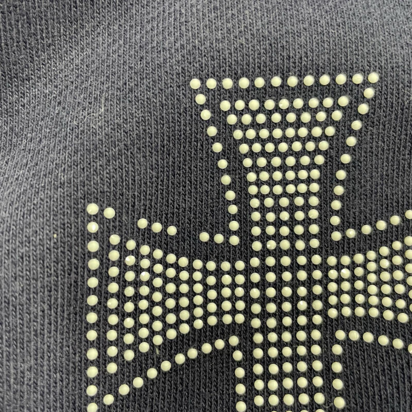 パンツ クロス ラインストーン 刺繍 スウェット 紺 L L