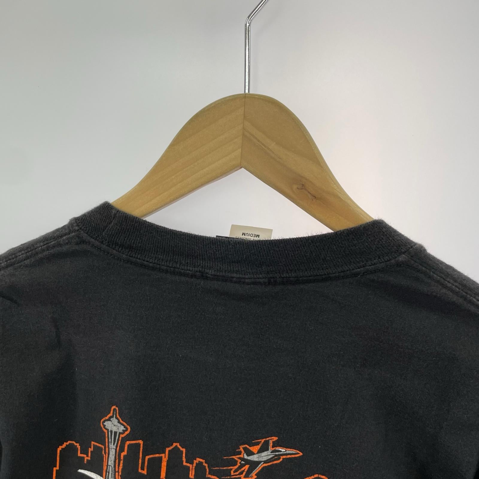 長袖Tシャツ プリントTEE M ブラック M ブラック
