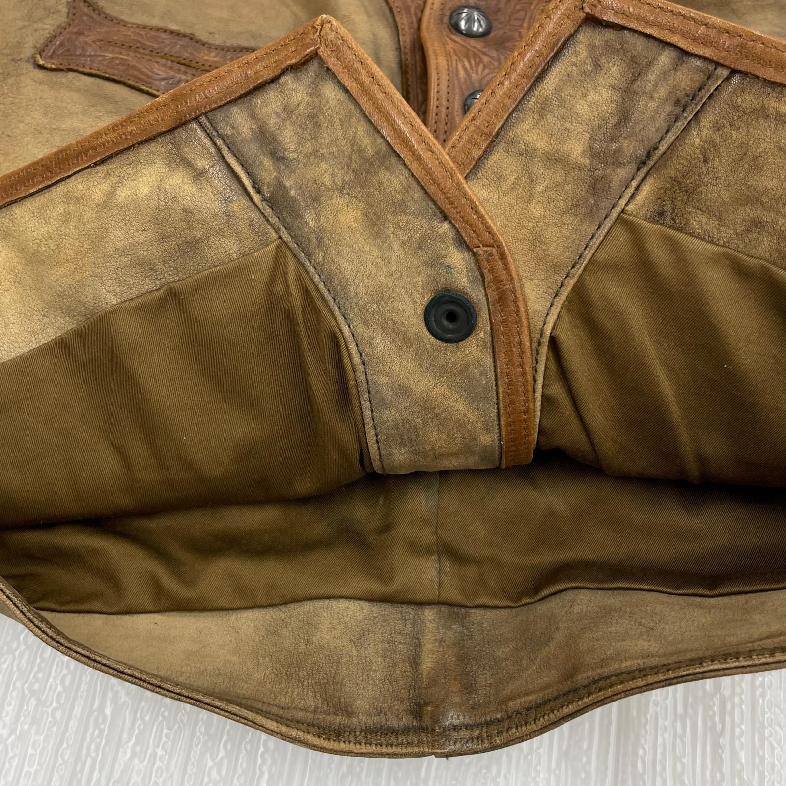 その他アウター RRL TOOLED PIPING LEATHER VEST S S ブラウン