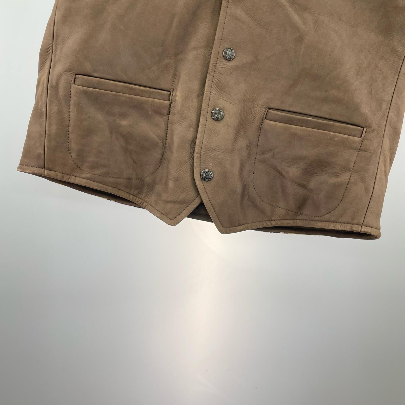 その他アウター Leather Vest BRW M M ブラウン
