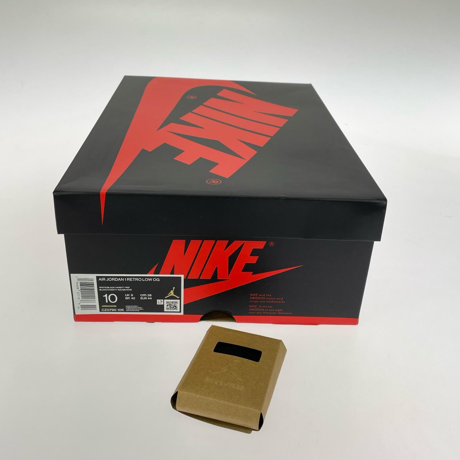 スニーカー AJ1 RETRO LOW OG BLACK TOE RED (28.0cm) 28cm (US10 UK9 1/2 EU46) ホワイト
