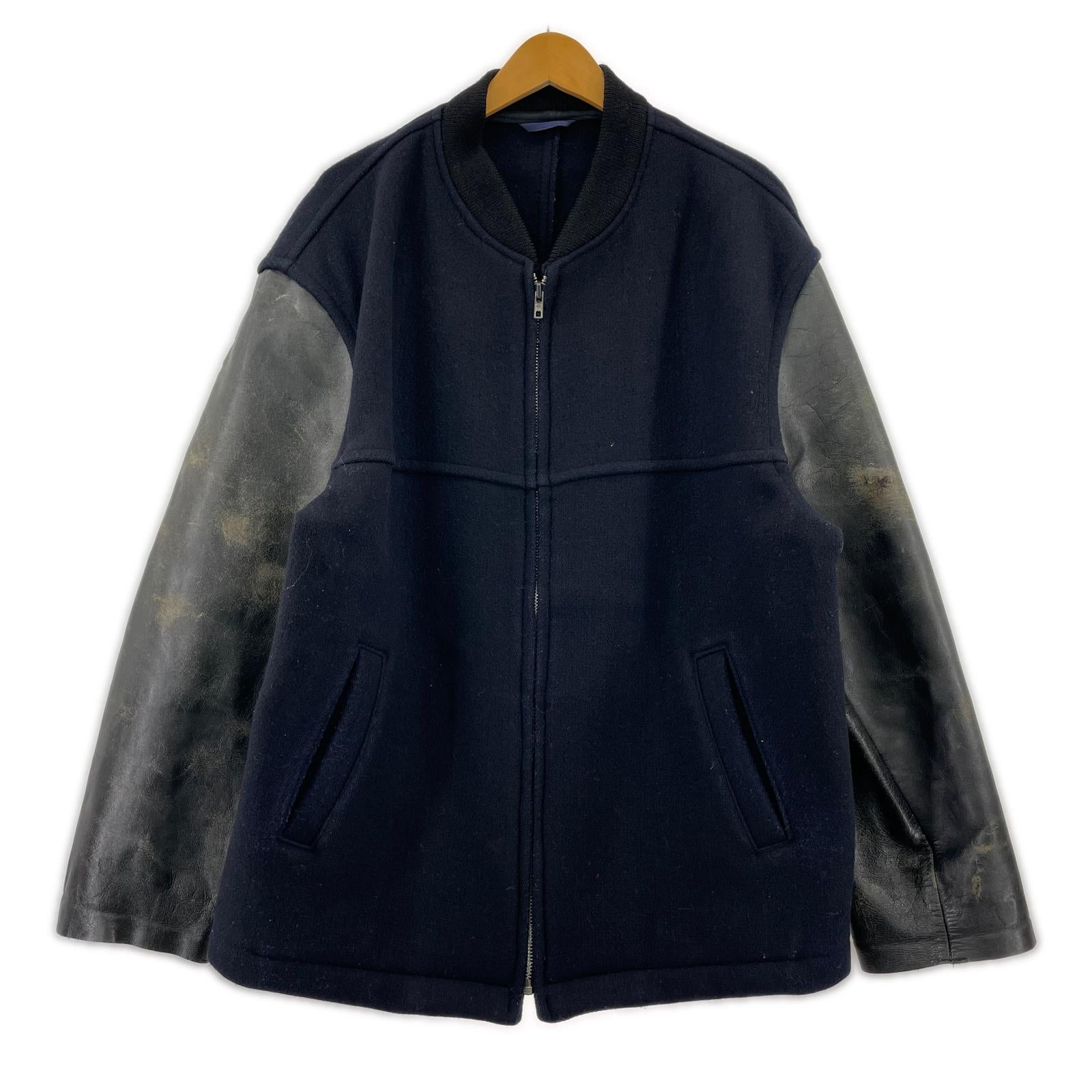 ジャケット HOMME 95AW 田中オム 袖レザージャケット M ネイビー