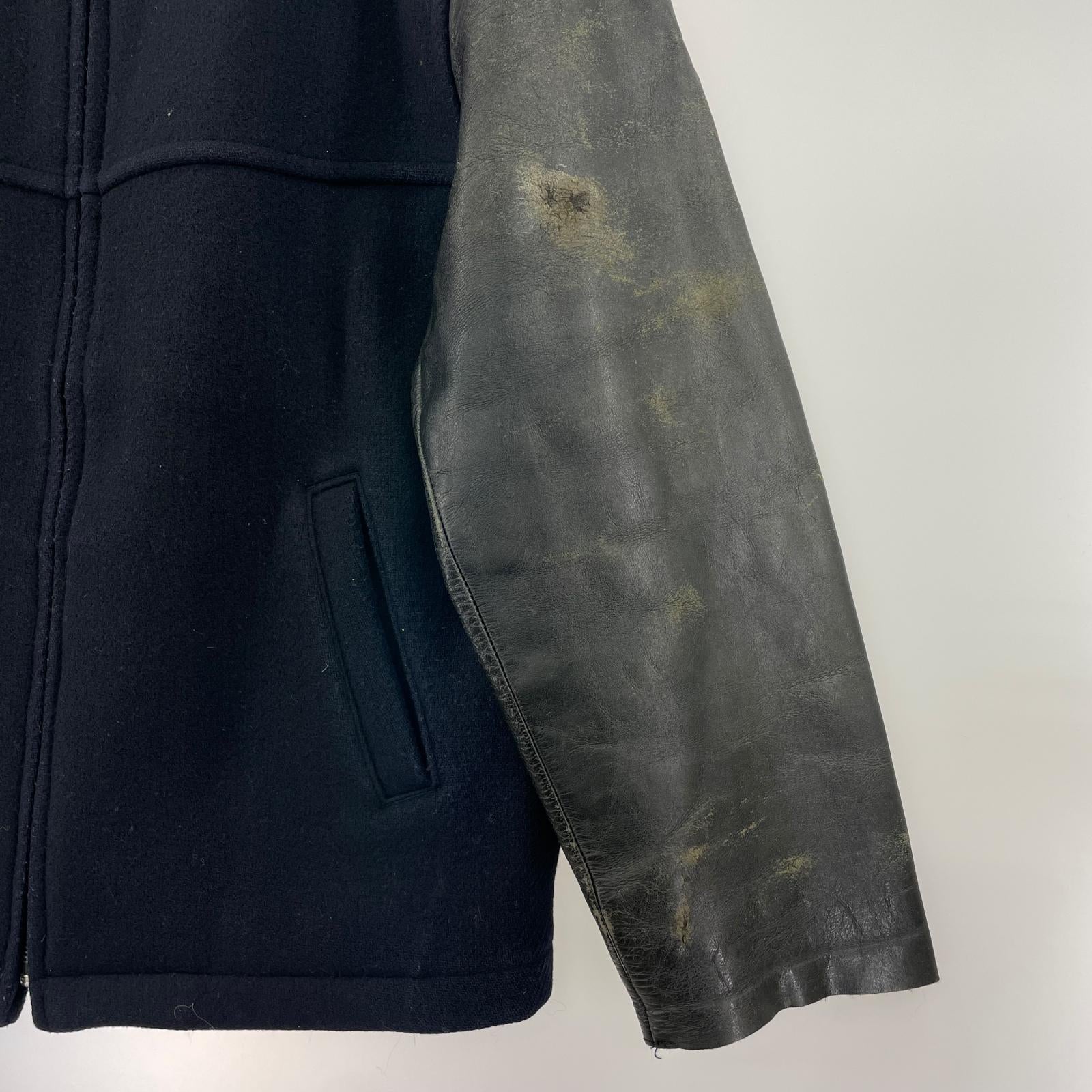 ジャケット HOMME 95AW 田中オム 袖レザージャケット M ネイビー