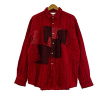 長袖シャツ SHIRT 90s パッチワークウール後染めシャツ M レッド