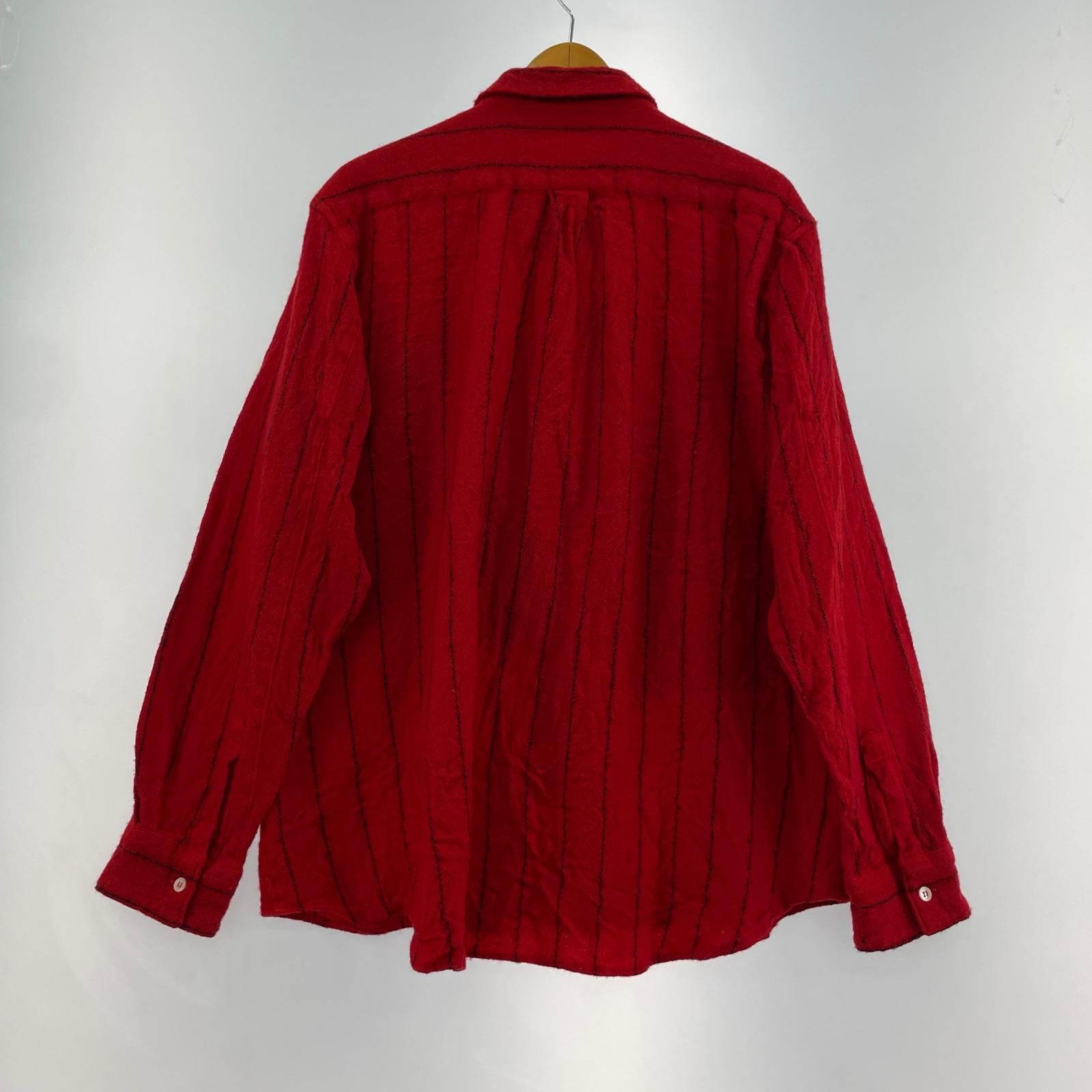 長袖シャツ SHIRT 90s パッチワークウール後染めシャツ M レッド