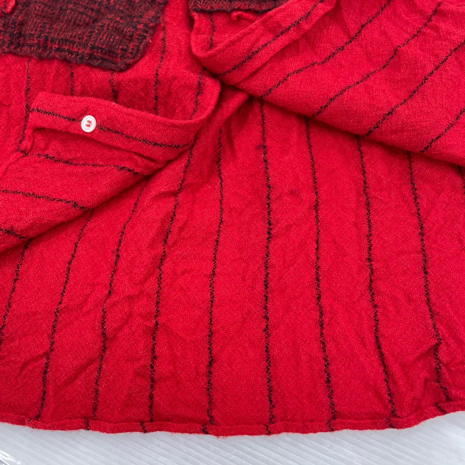 長袖シャツ SHIRT 90s パッチワークウール後染めシャツ M レッド