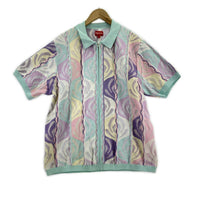 ニット Abstract Textured Zip Up Polo パステル L マルチカラー