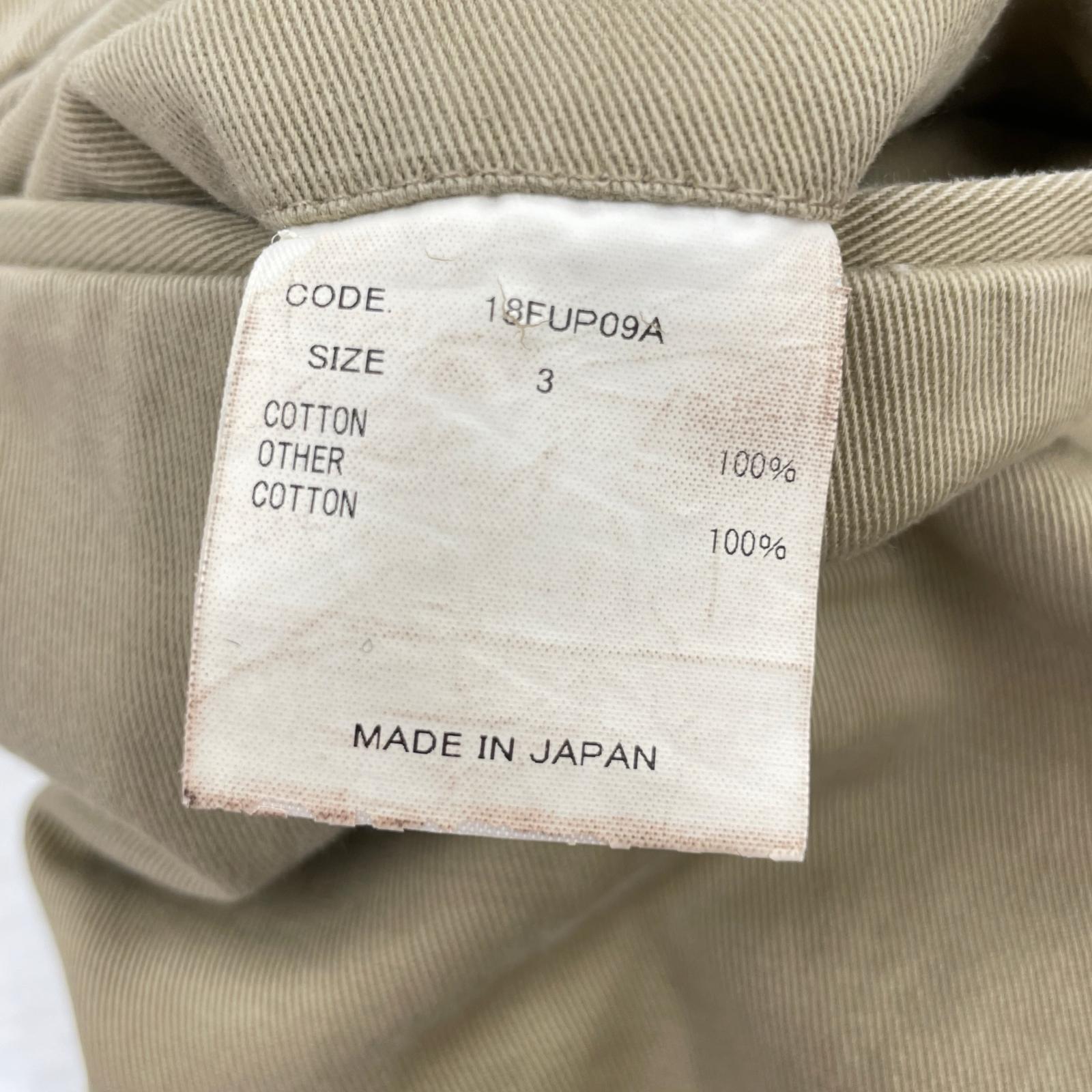 パンツ 18AW コットンパンツ 3 3 ベージュ